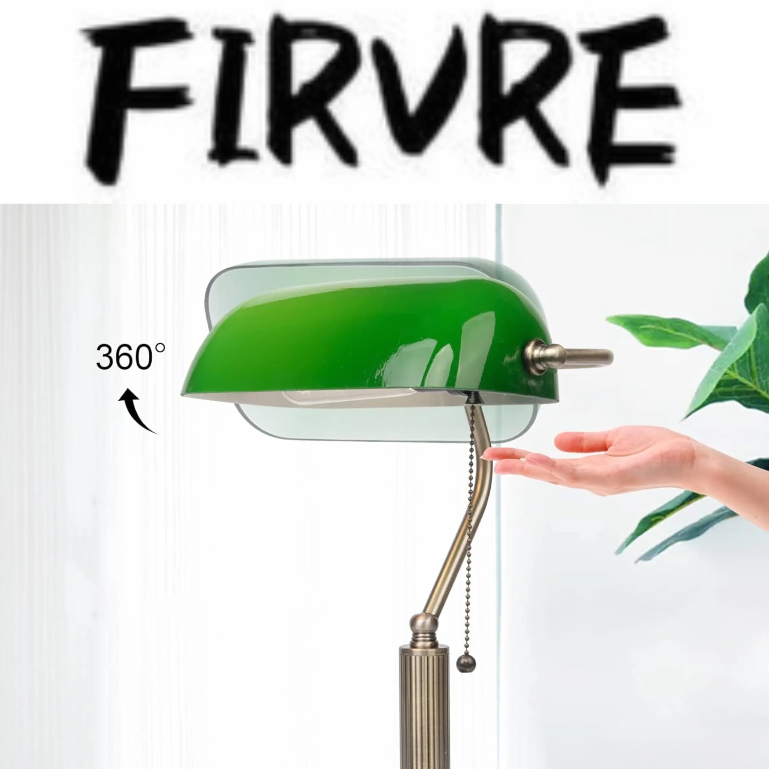 Lampa biurkowa vintage zielona z mosiężną podstawą ładowanie bezprzewodowe USB