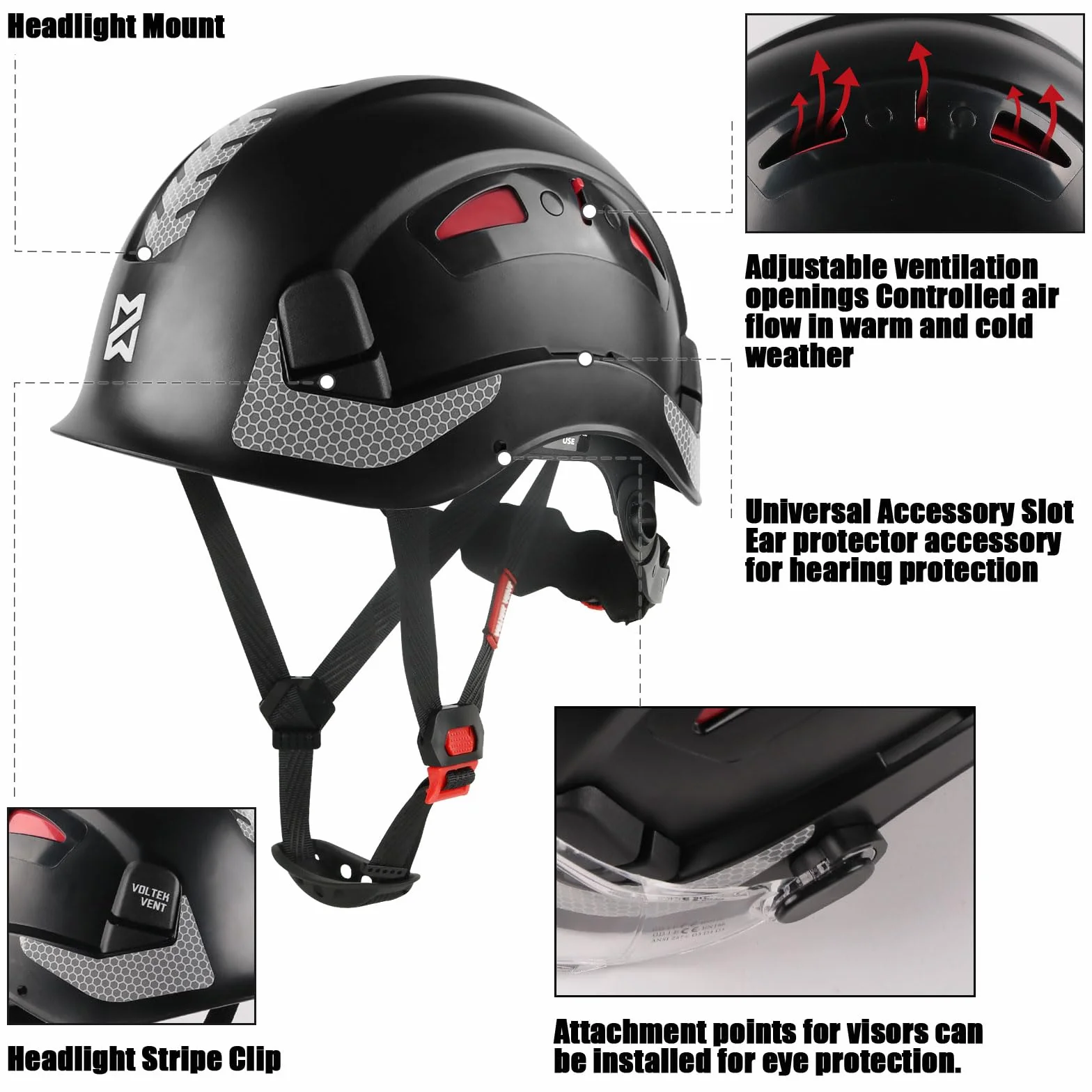 HEARMOR Kask ochronny EN 397 wentylowany regulowany system zapadkowy