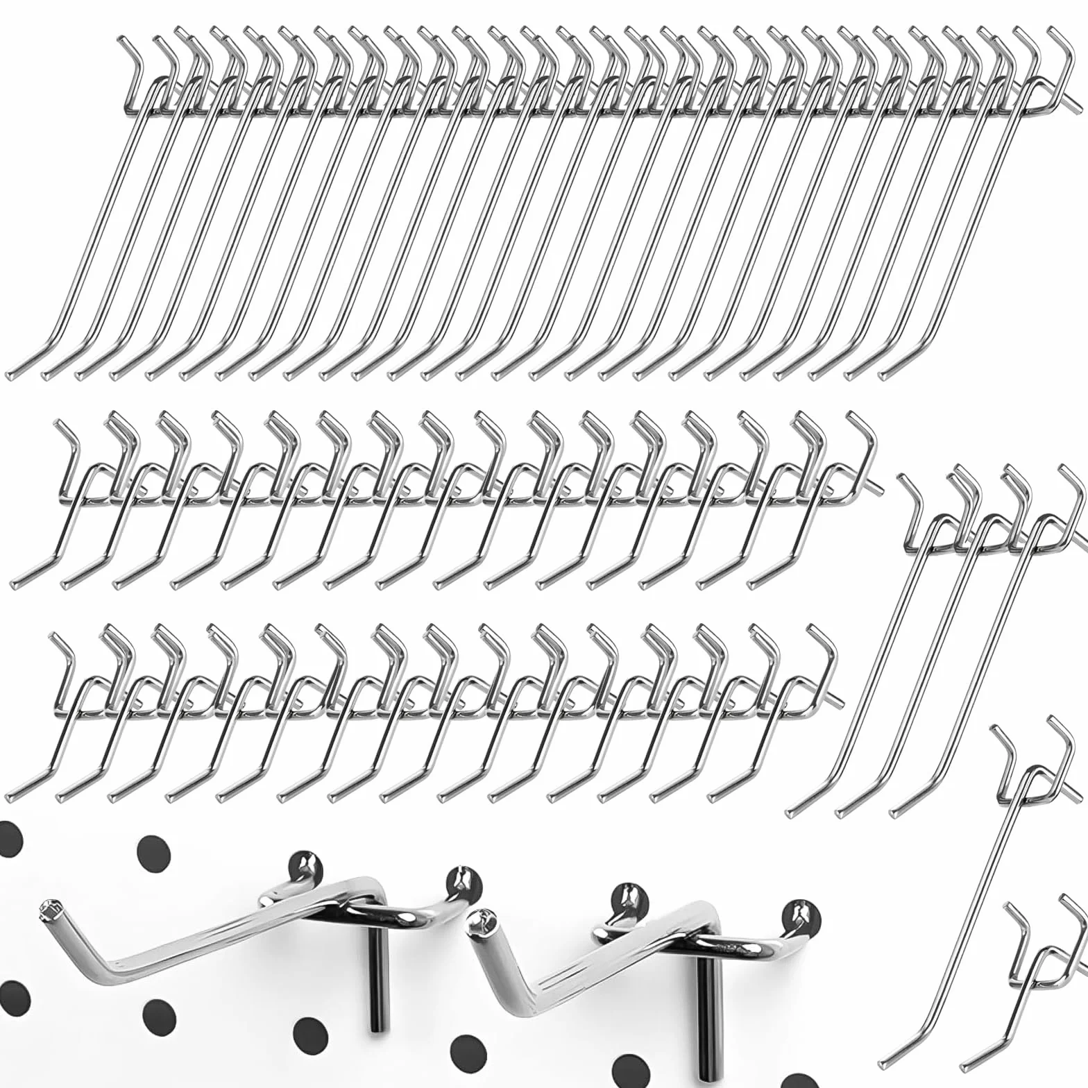 Haki do ściany perforowanej 60 sztuk 3 cm odstępy średnica 3 mm akcesoria do zawieszenia