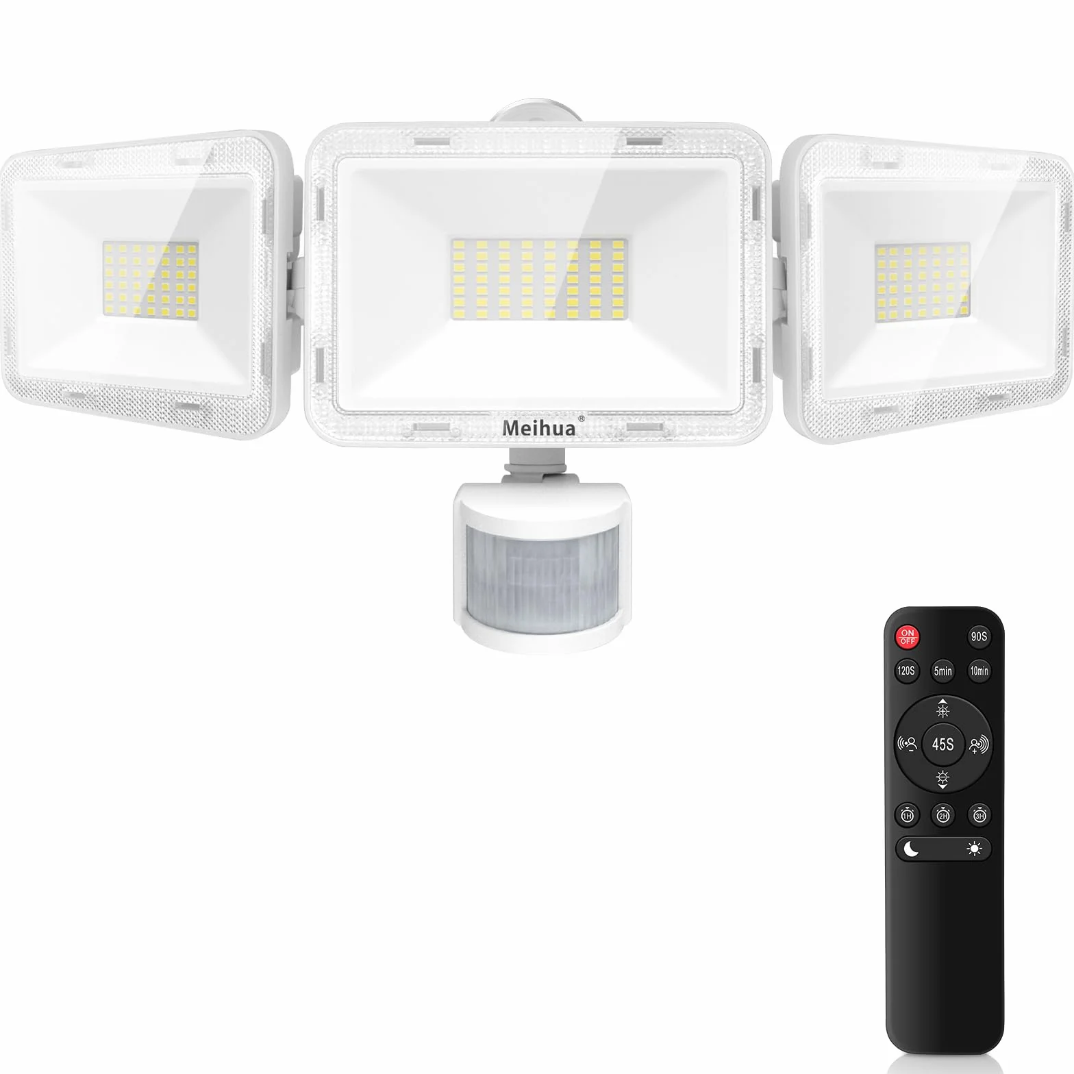 MEIHUA Reflektor LED 70 W z czujnikiem ruchu IP66 6500 K trzygłowicowy regulacja 180°