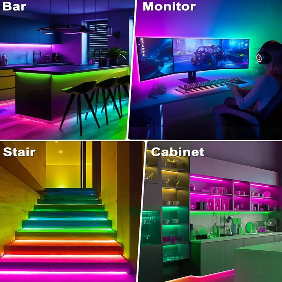 Taśma LED Bluetooth do telewizora 40-60 cali, podświetlenie LED 2M z synchronizacją muzyki, aplikacją i pilotem