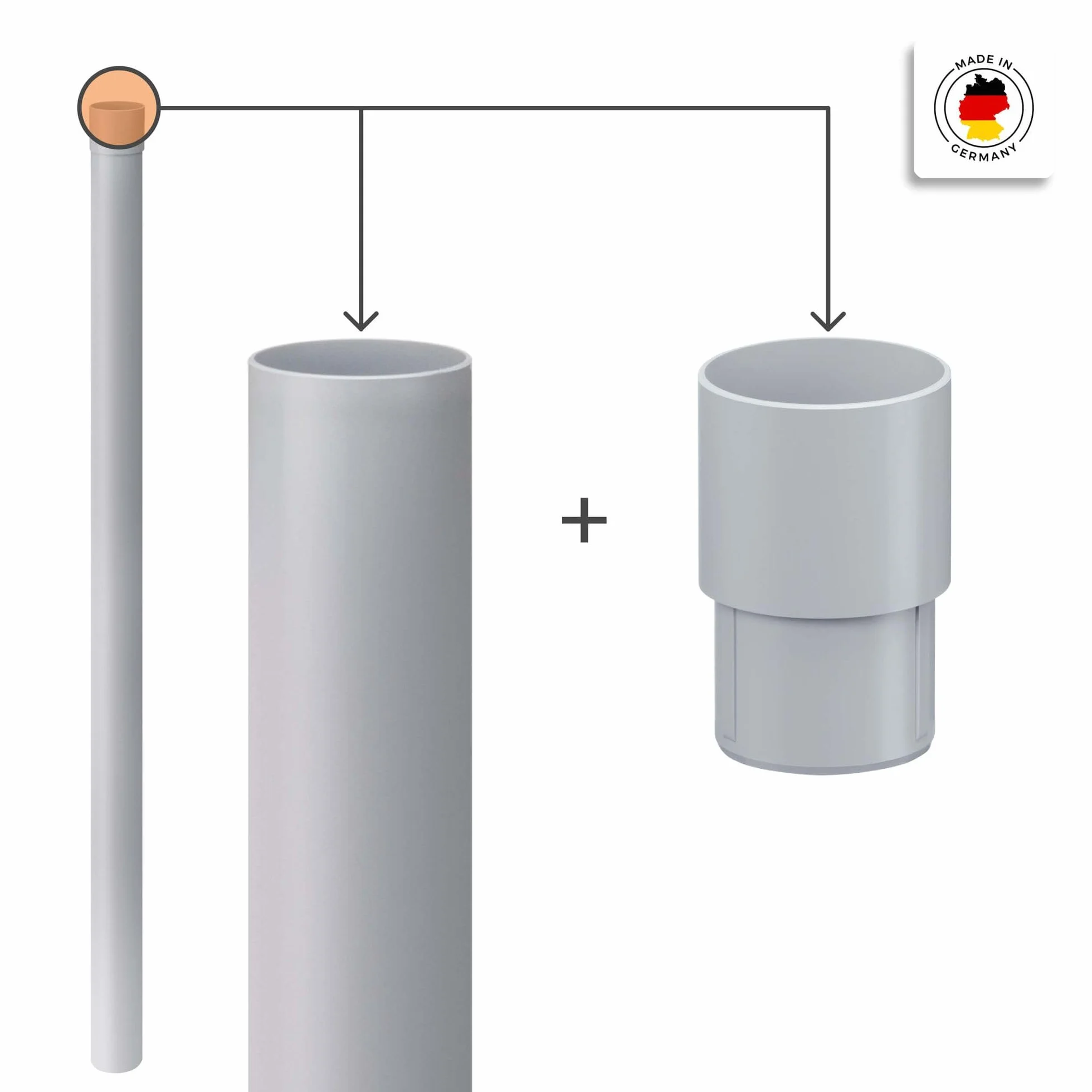 INEFA rura spustowa 100 cm PVC 85mm szara akcesoria do rynien
