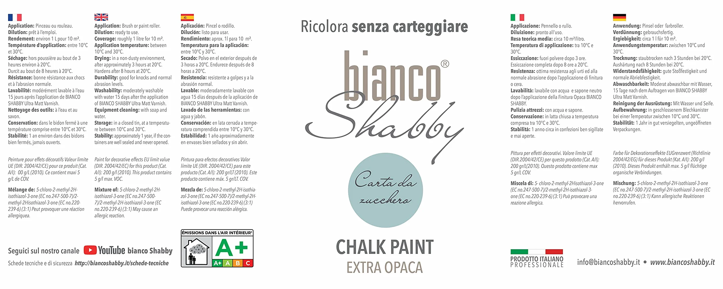 Shabby® Carta da Zucchero (Sugar Paper Blue) farba kredowa na bazie wody bardzo matowe wykończenie 500 ml