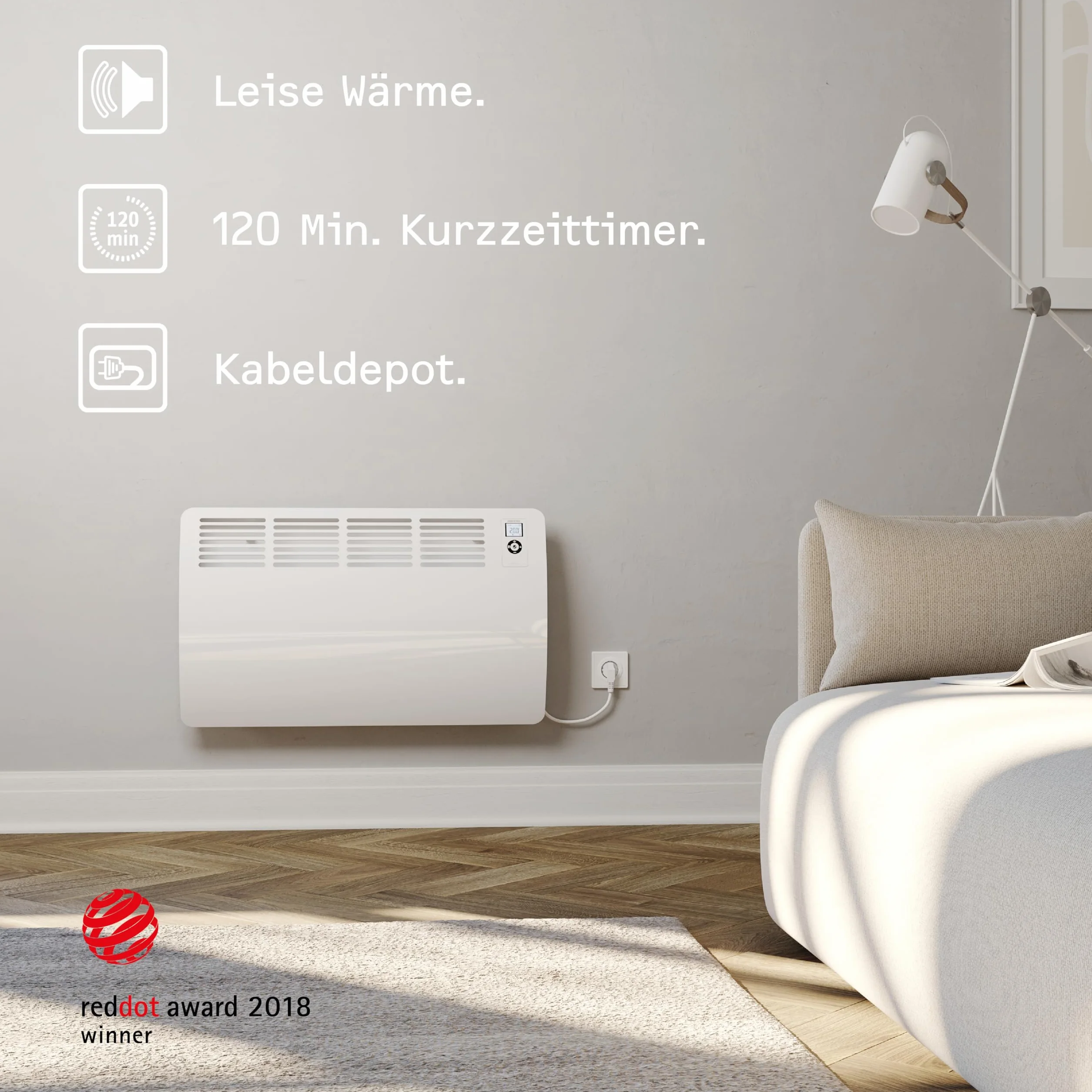 STIEBEL ELTRON Konwektor wiszący CON 10 Premium 1 kW 12 m² VDE LCD programator tygodniowy Silent Mode