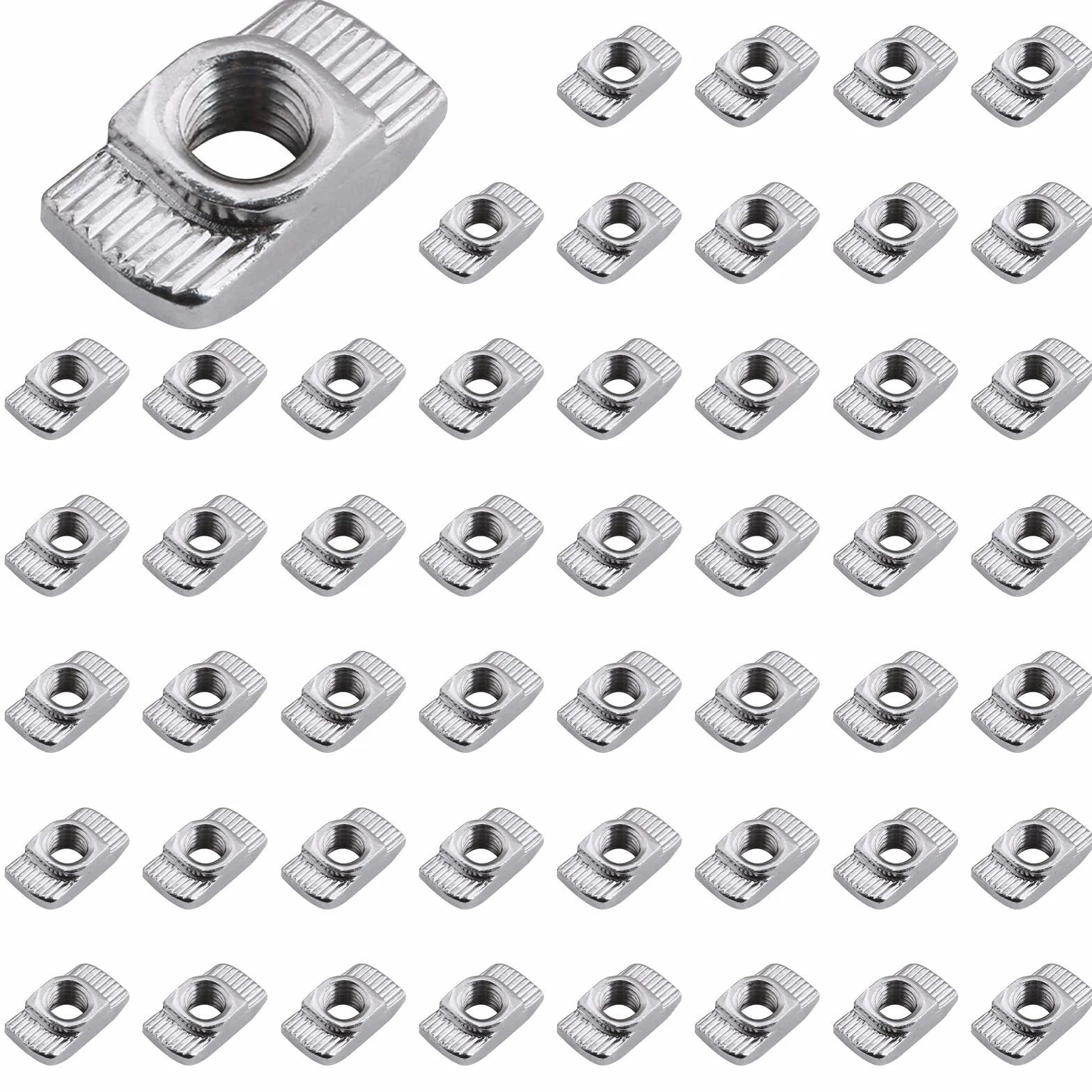 Nakrętki młotkowe 6 mm M5 do profilu aluminiowego 2020, stal węglowa, gniazdo T, 50 sztuk
