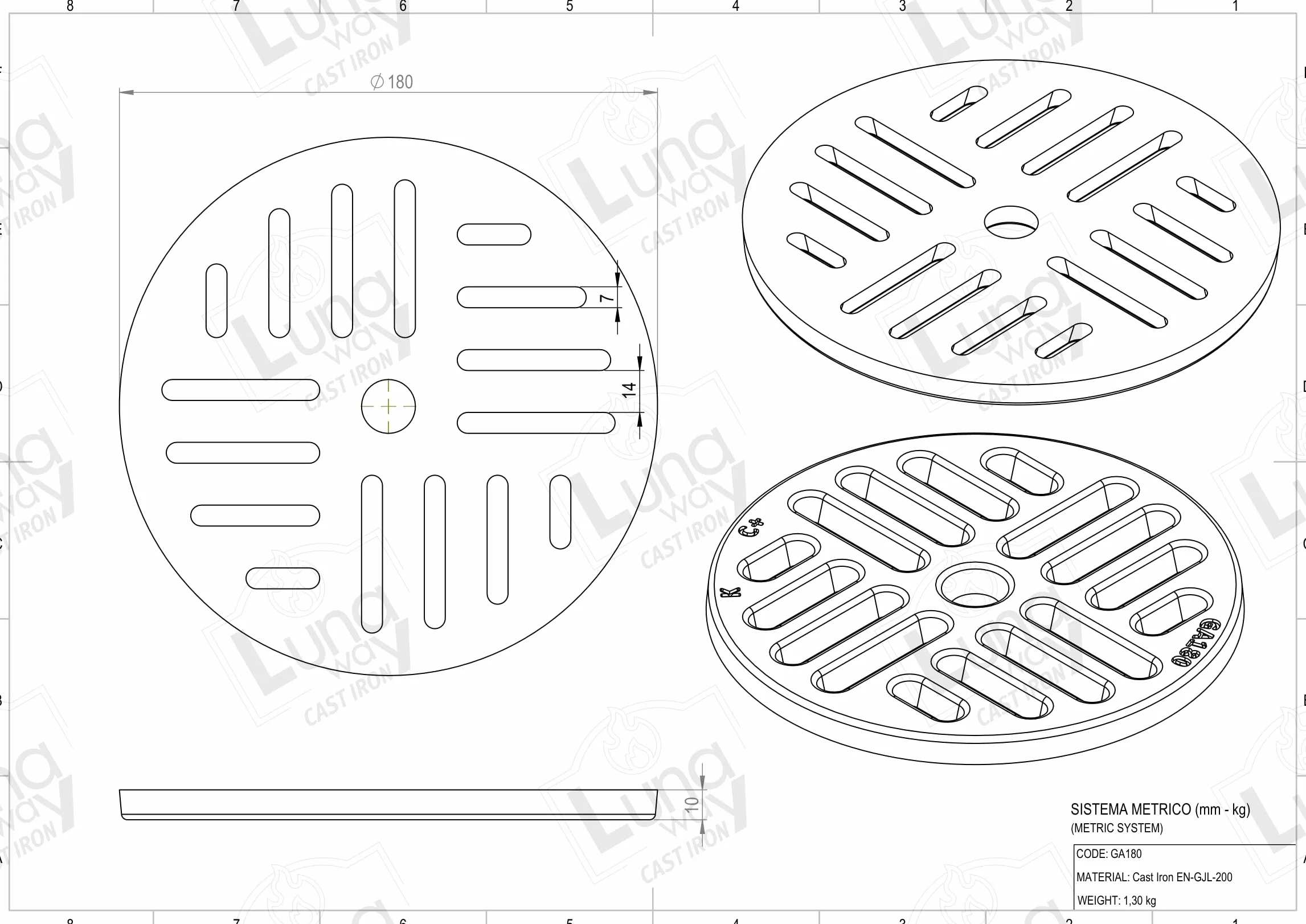 Żeliwny ruszt do popiołu | Uniwersalny zamiennik do pieców opalanych drewnem, kominków termicznych i pieców | grubość 1 cm, zoptymalizowana wentylacja | średnica 18,0 cm