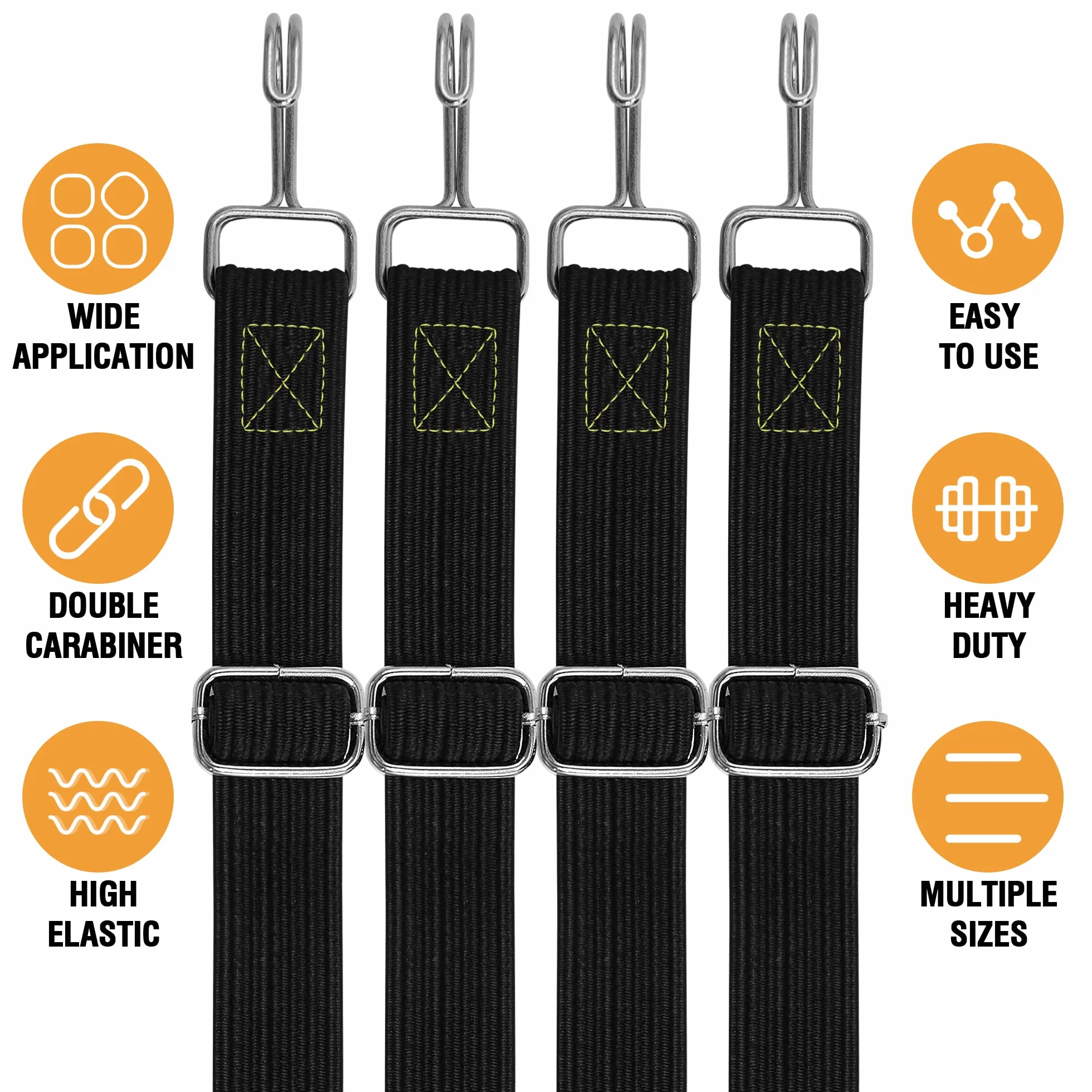 Heavy Duty Outdoor Bungee Cords 80 Inch Adjustable with Hooks High Elastic Rubber Straps for Luggage Roof Racks Cargo