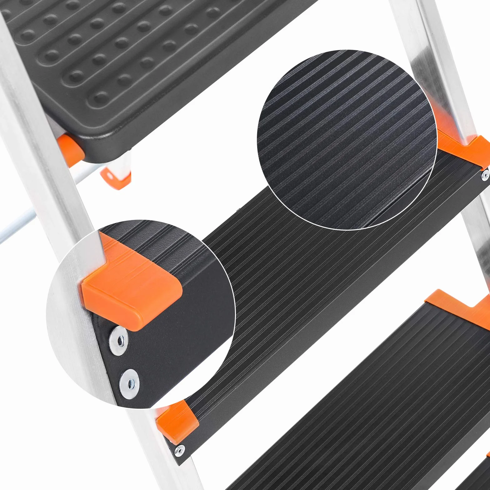 SONGMICS Drabina Aluminiowa 4 Stopnie 150 kg GLT04BK Antypoślizgowa Półka na Narzędzia