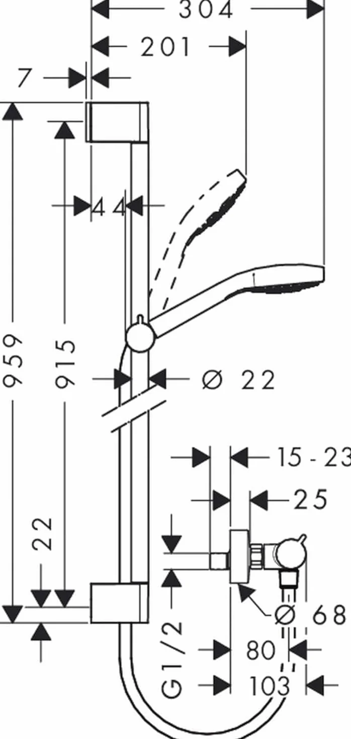 hansgrohe Croma Select E Zestaw prysznicowy Vario Ecostat Comfort drążek 90 cm biały chrom