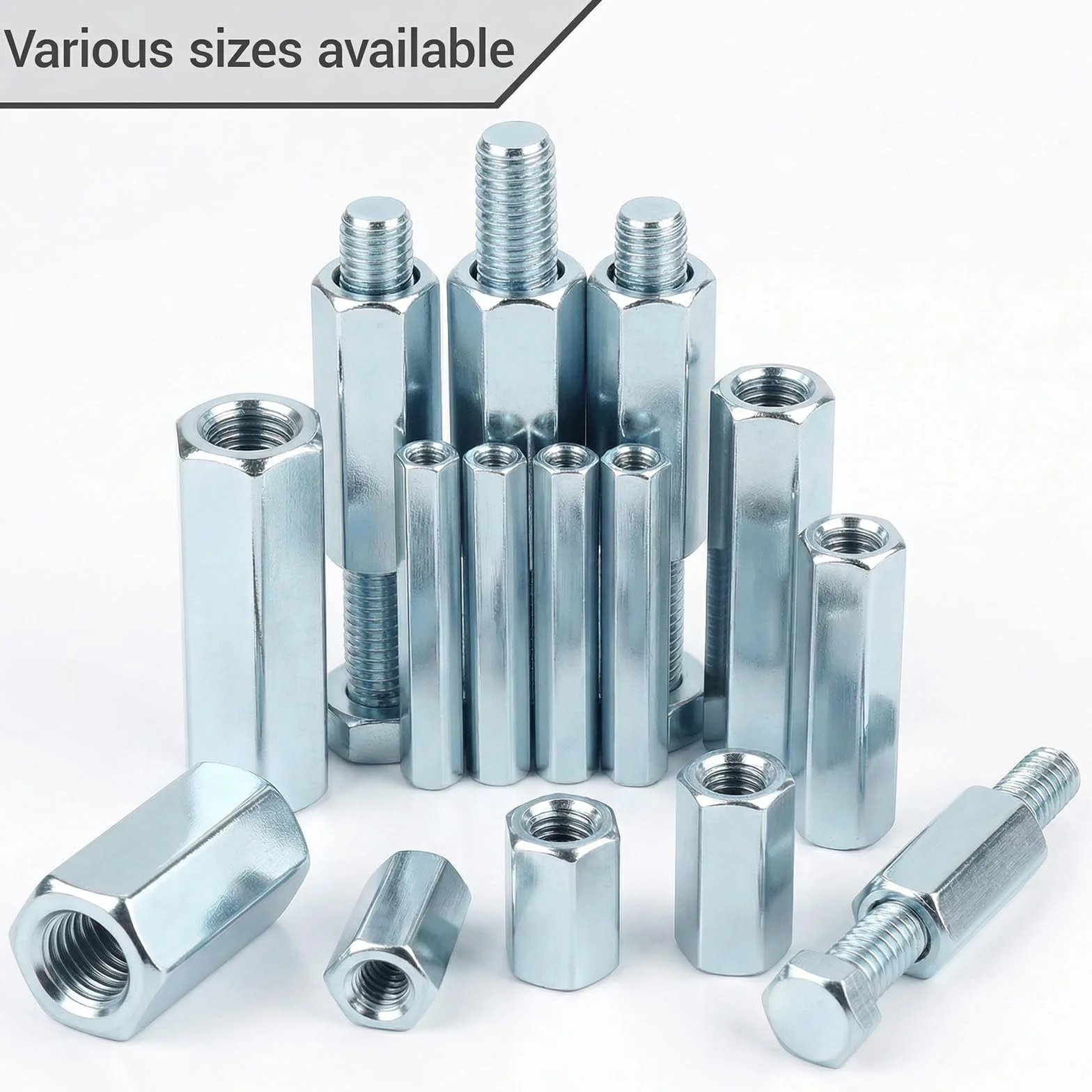 Nakrętki łączące M5 x 20 mm, 20 sztuk, tuleje gwintowane, ocynkowane, sześciokątne, mufy gwintowane, nakrętki dystansowe, nakrętki przedłużające do gospodarstwa domowego, sprzętu biurowego