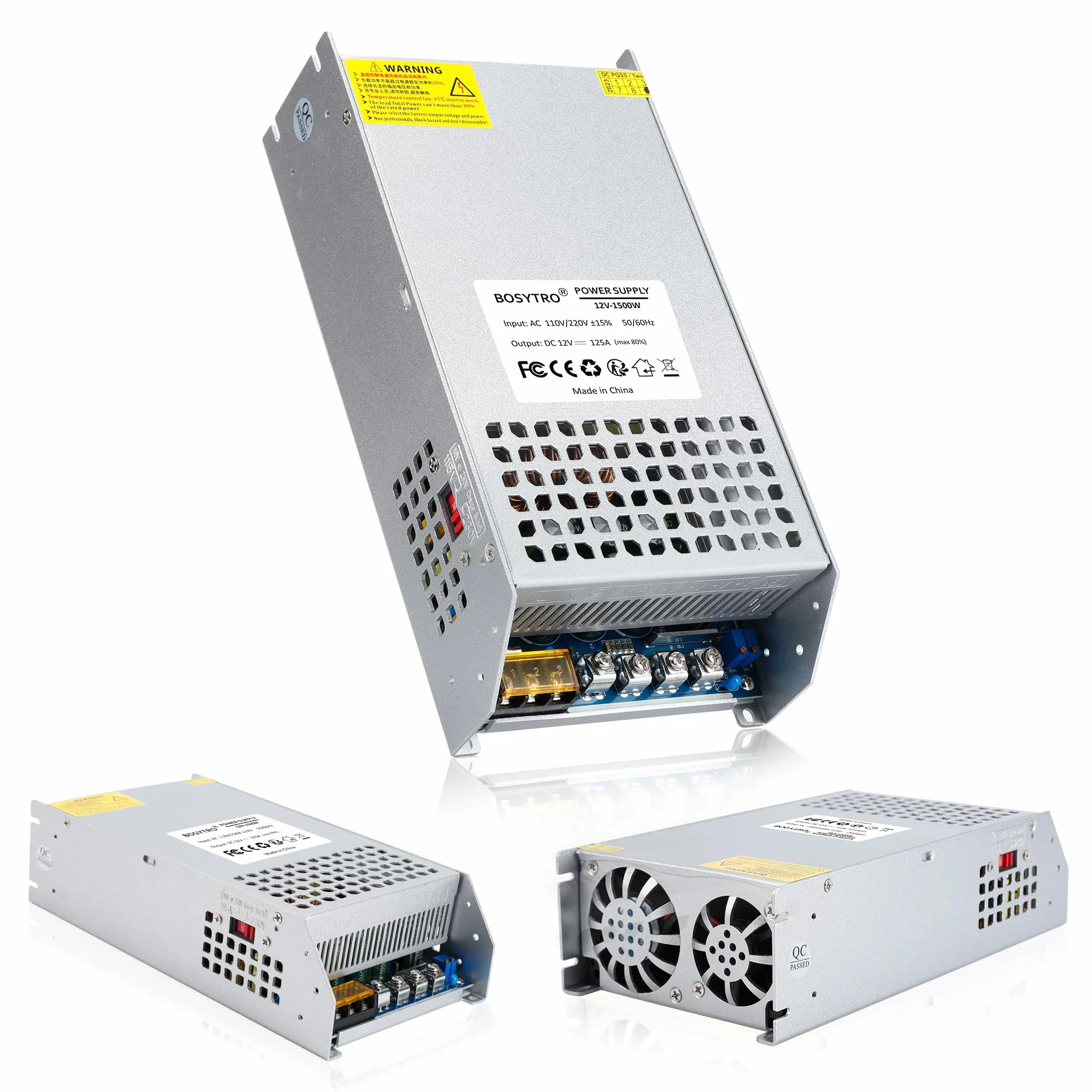 Zasilacz impulsowy BOSYTRO 12V 125A 1500W AC110/220-DC 12V