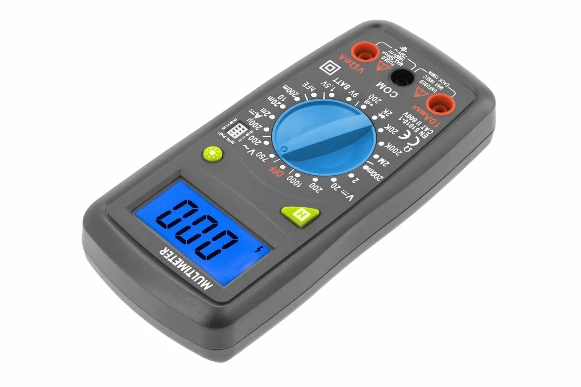 Högert Technik - Wielofunkcyjny cyfrowy miernik I multimetr do 600 V/10 A I ekran LCD I gumowa powłoka I ergonomiczny i kompaktowy I łącznie z kablem pomiarowym I HT1E602