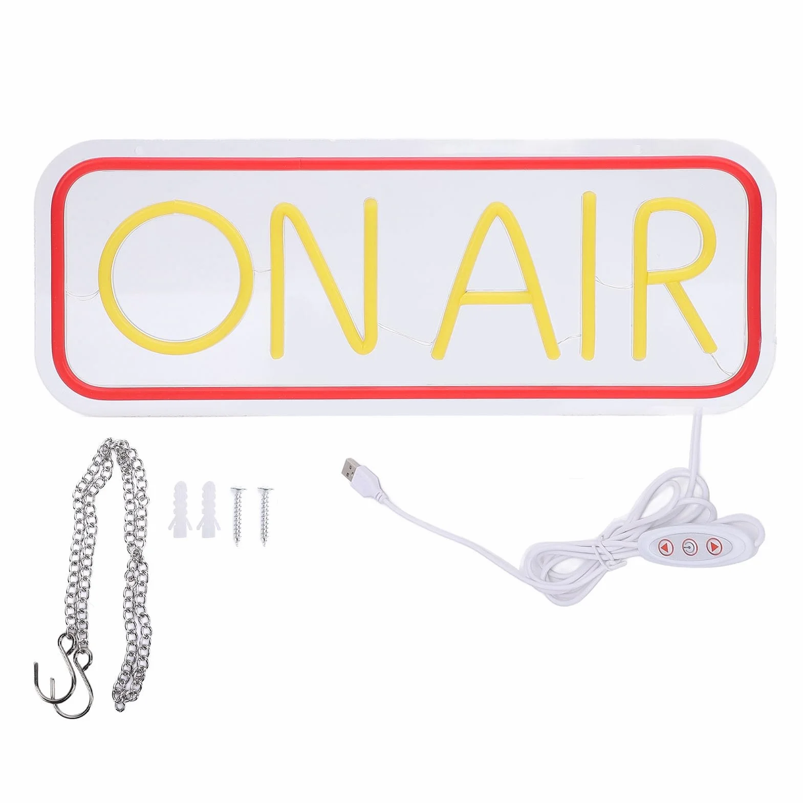 Neon ON AIR, Neon Zasilany Przez USB, Światła Dekoracyjne LED, Znak Świetlny, Neon LED do Nagrywania w Studiu Gier, 40 x 15 cm, Plastik, Akryl