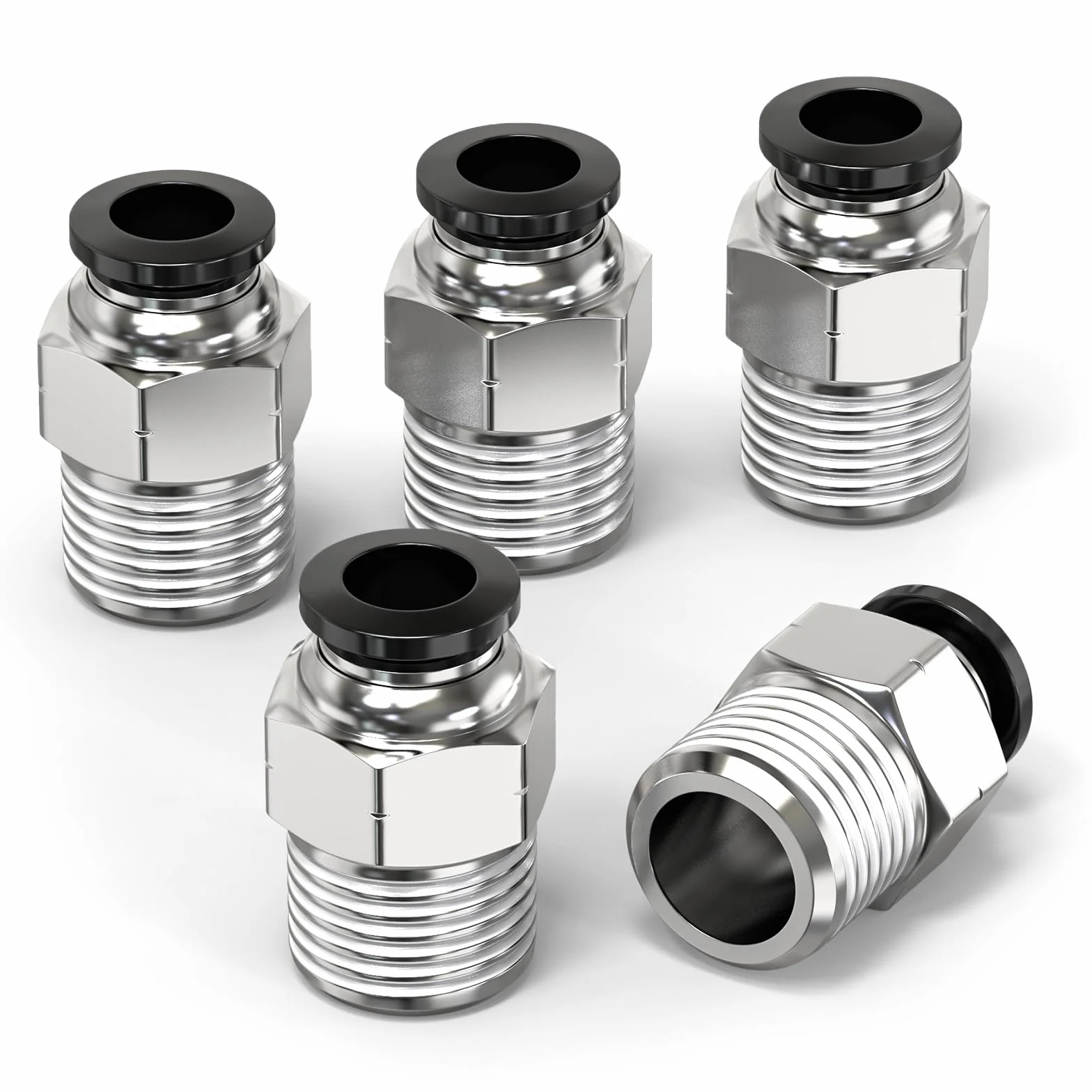 Złączki Push to Connect 6 mm OD x 1/4" BSP gwint do węży pneumatycznych 5 sztuk