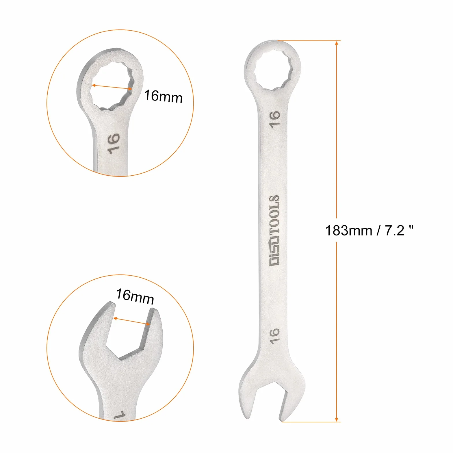 Zestaw kluczy płasko-oczkowych 16 mm stal nierdzewna cienki metryczny do napraw