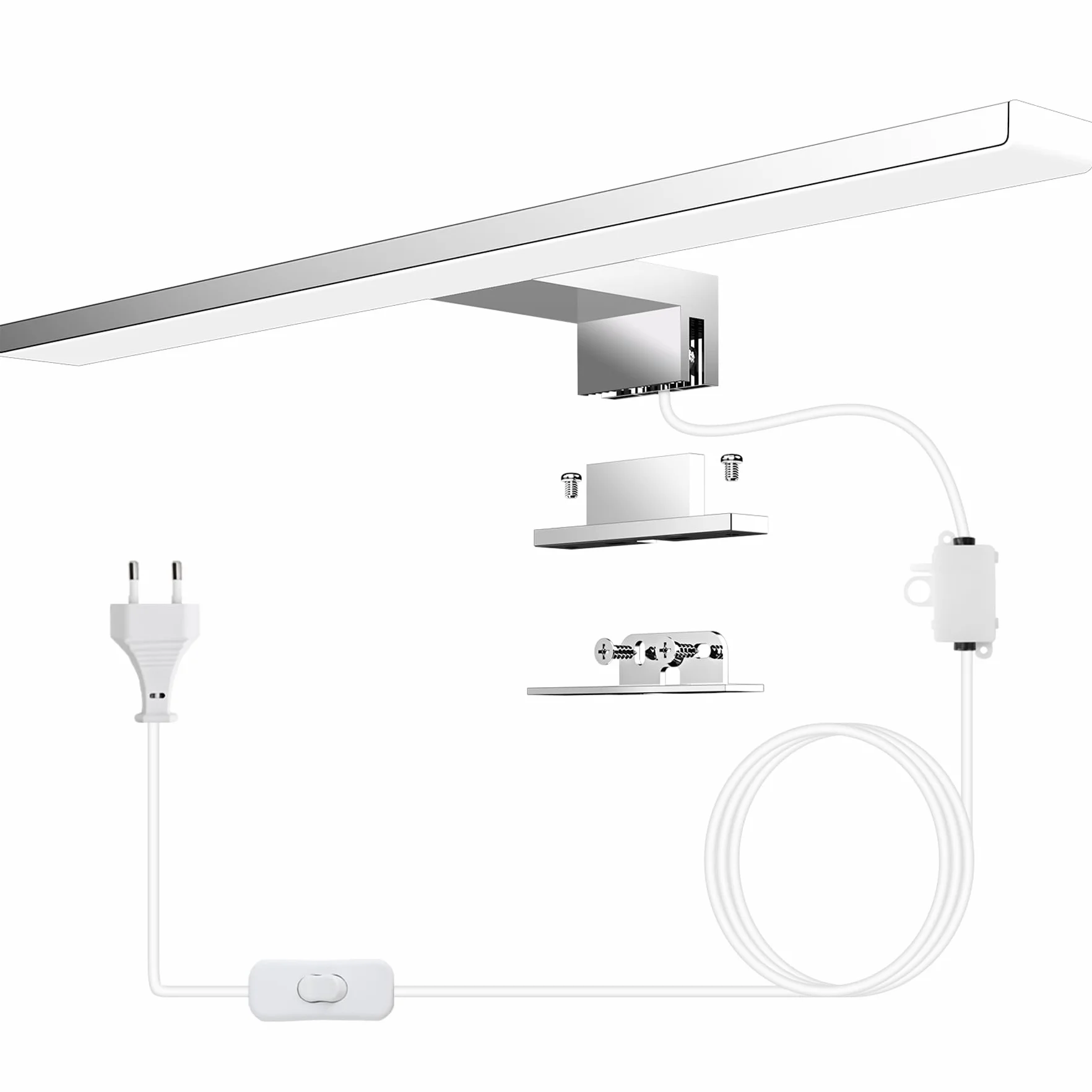 Lampa łazienkowa LED na lustro 10 W, neutralna biel, 4000 K, 820 lm, lampa ścienna, lustro z wtyczką, montaż 3 w 1, 40 cm, IP44, lampa łazienkowa z lustrem, 230 V, 400 mm