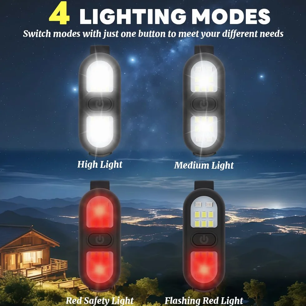flintronic Lampa LED z klipsem 450 lumenów 4 tryby oświetlenia USB ładowana czarna