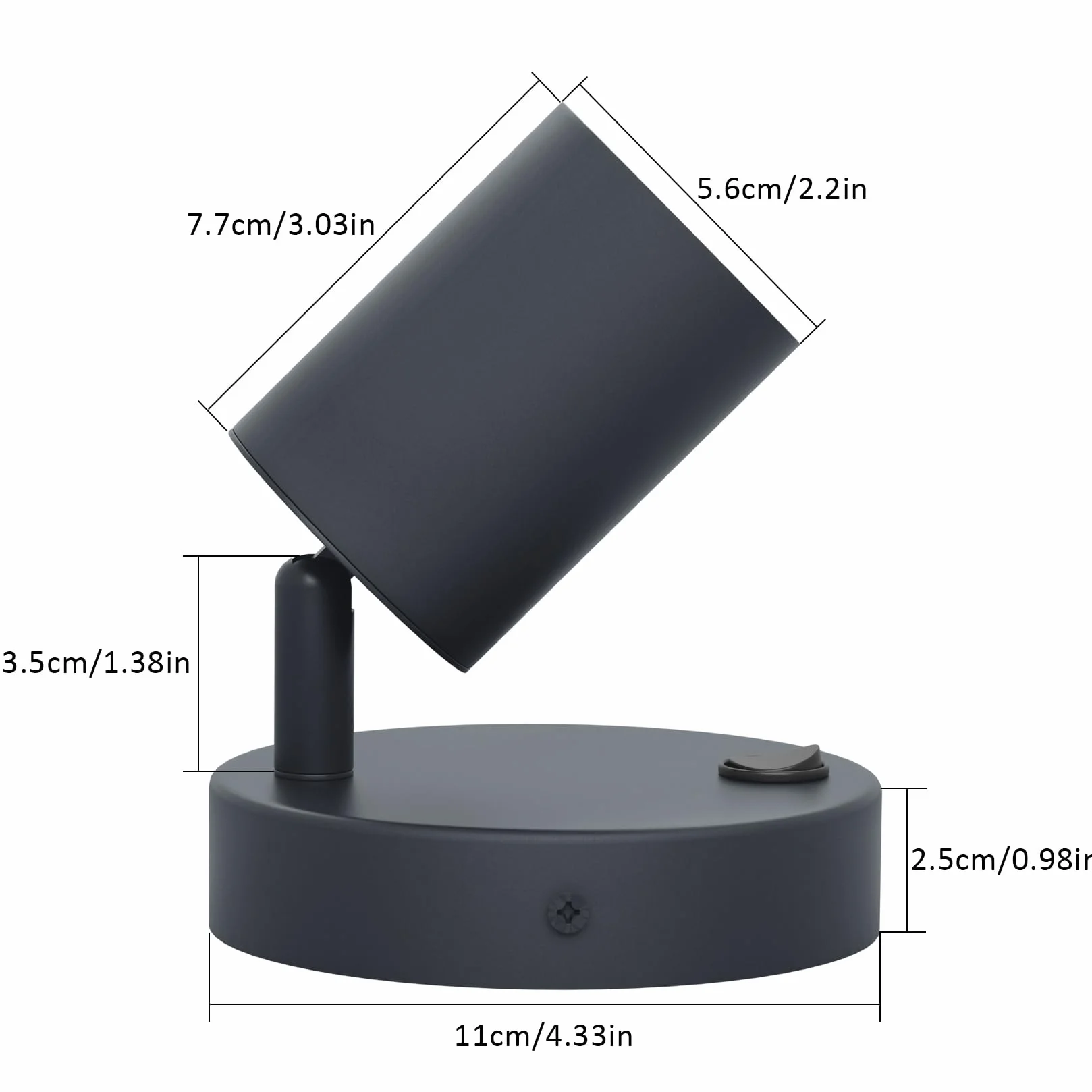 Kligthten Lampa Ścienna LED GU10 Antracytowa Obrotowa 350° z Przyciskiem Aluminiowa Nowoczesna