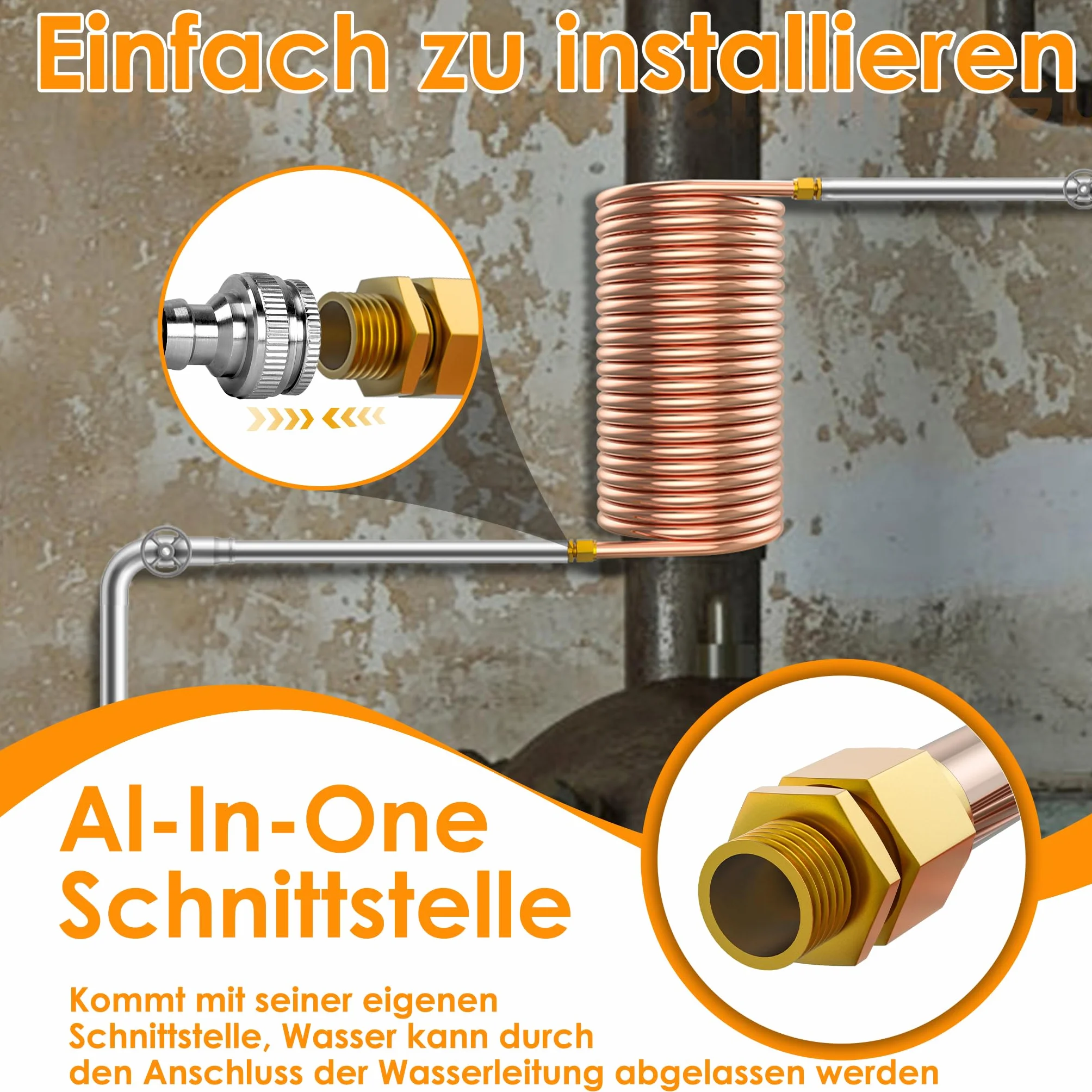 Spirala z rur miedzianych 12 x 1 mm, długość 10 m, przyłącze 1/2 cala