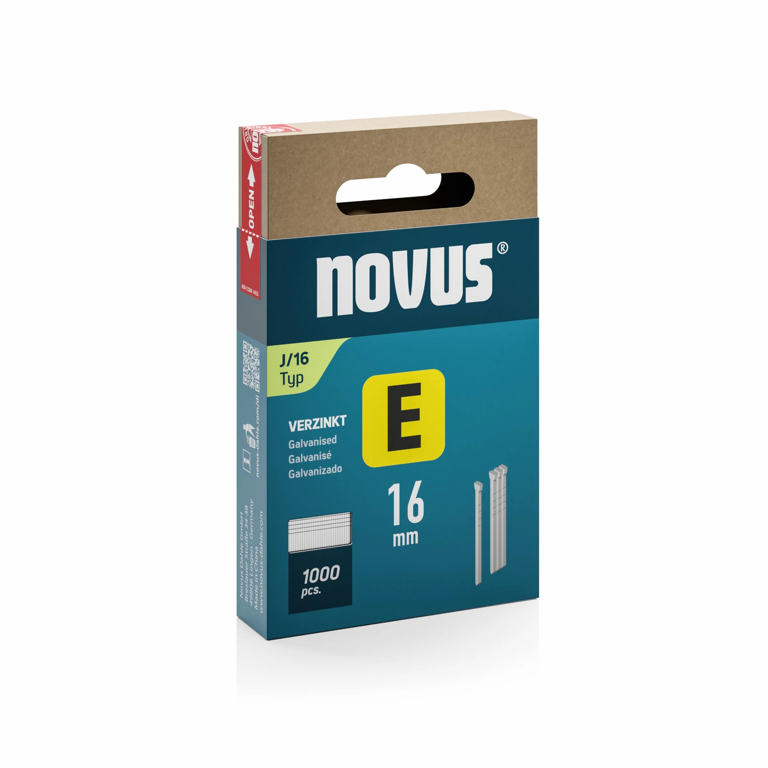 Novus gwoździe E typ J 16 mm 1000 sztuk ocynkowany drut stalowy