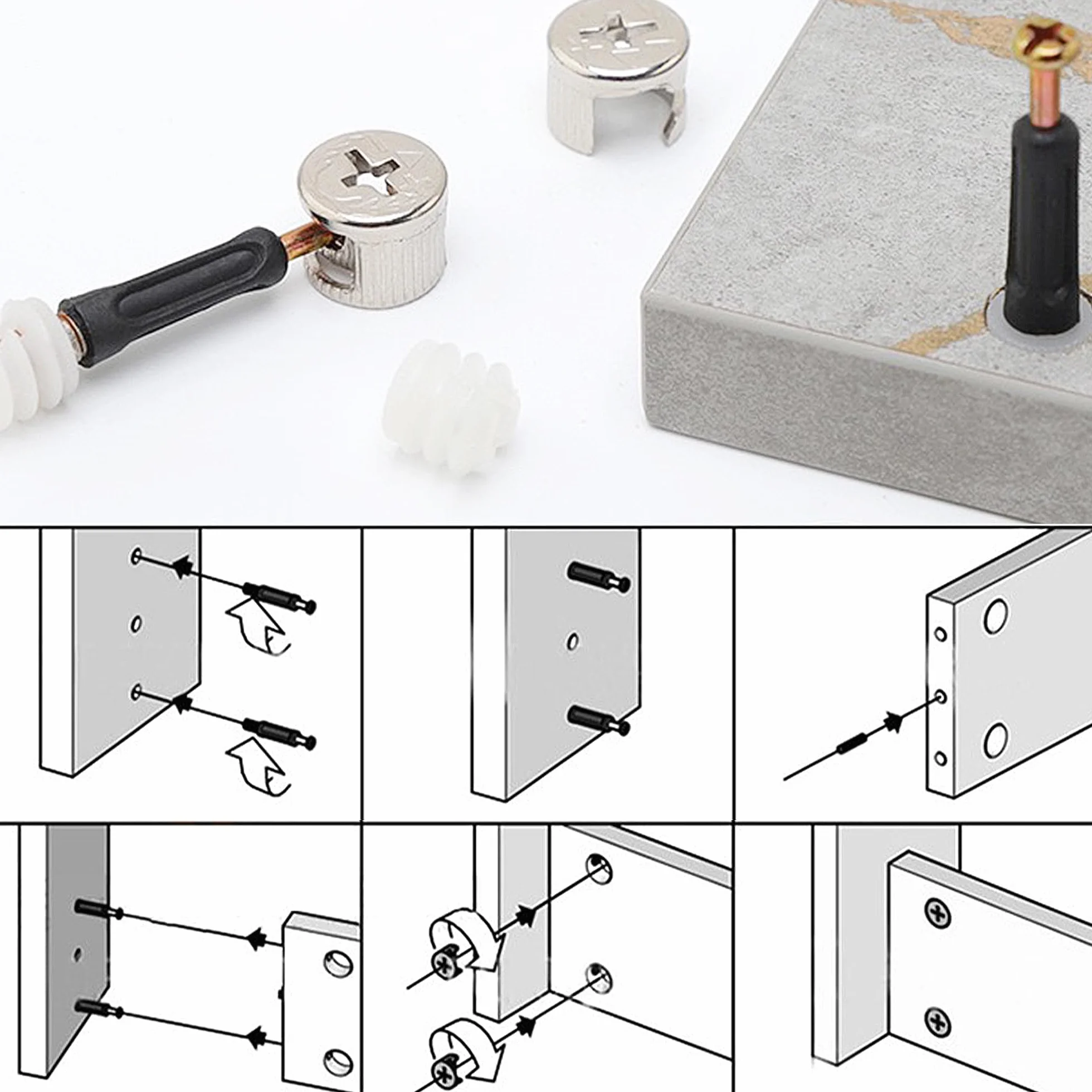 50 zestawów łączników meblowych M15 M6 x 40 mm do szafki komody