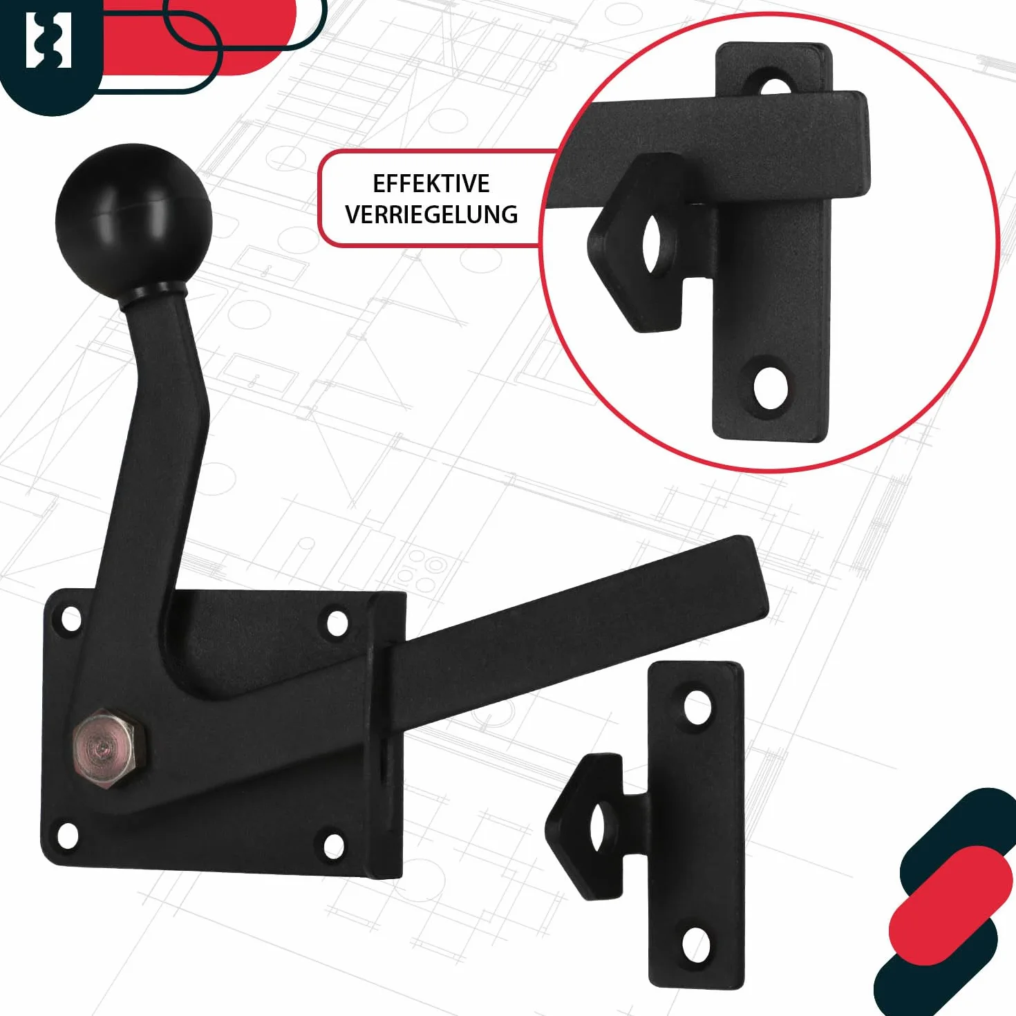 KOTARBAU Zapadka Furtki Zamknięcie Blokada 150 MM Czarna