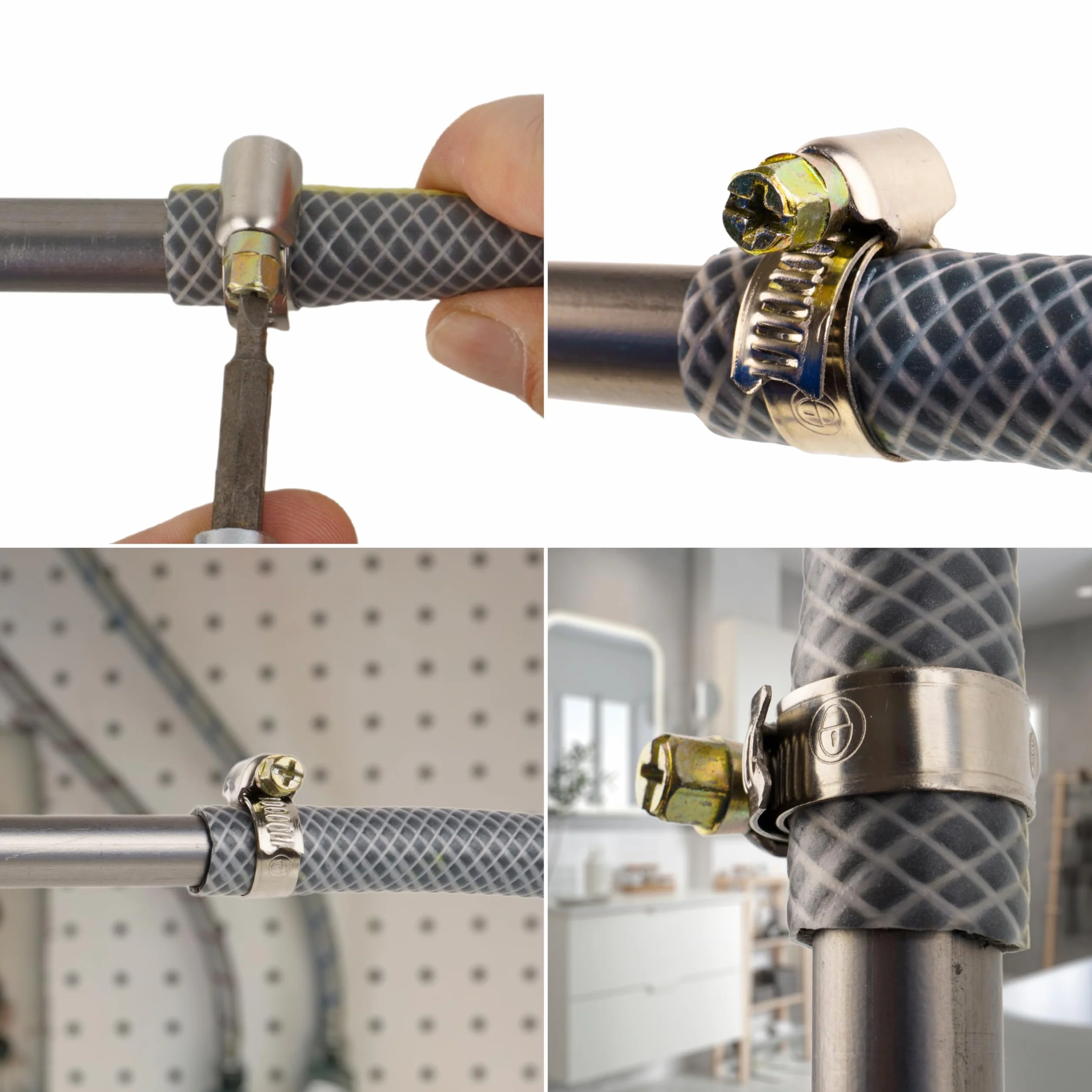 Opaski zaciskowe z napędem ślimakowym, 4 sztuki, Ø 40-60 mm, stal szlachetna, szerokość 9 mm