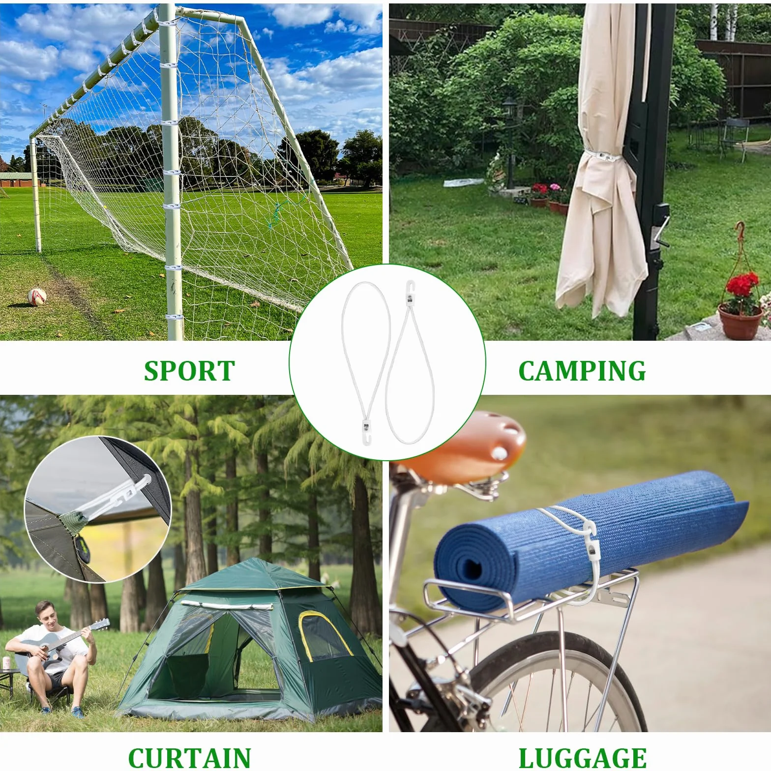 Napinacz z elastyczną linką 25 cm i haczykiem Ø4 mm, 100 sztuk, biały do plandek