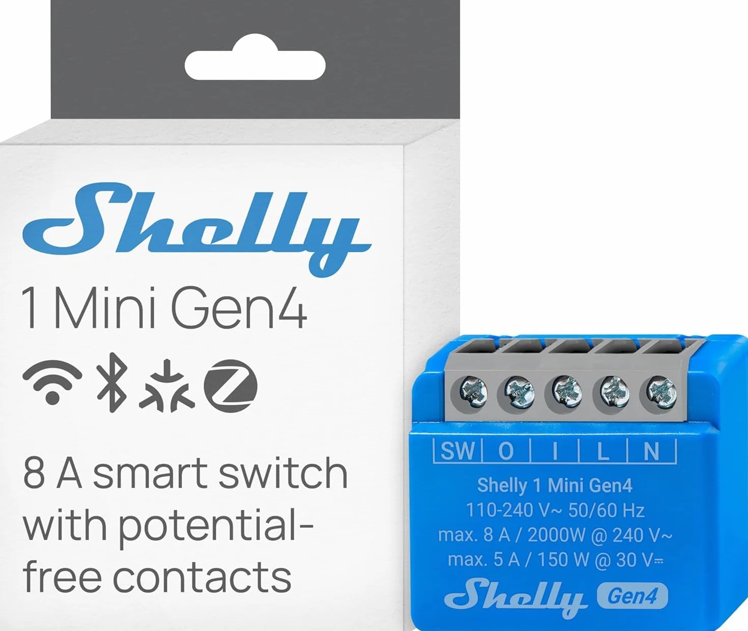 Shelly 1 mini Gen4 inteligentny przełącznik przekaźnika Wi-Fi 1 kanał 8 A