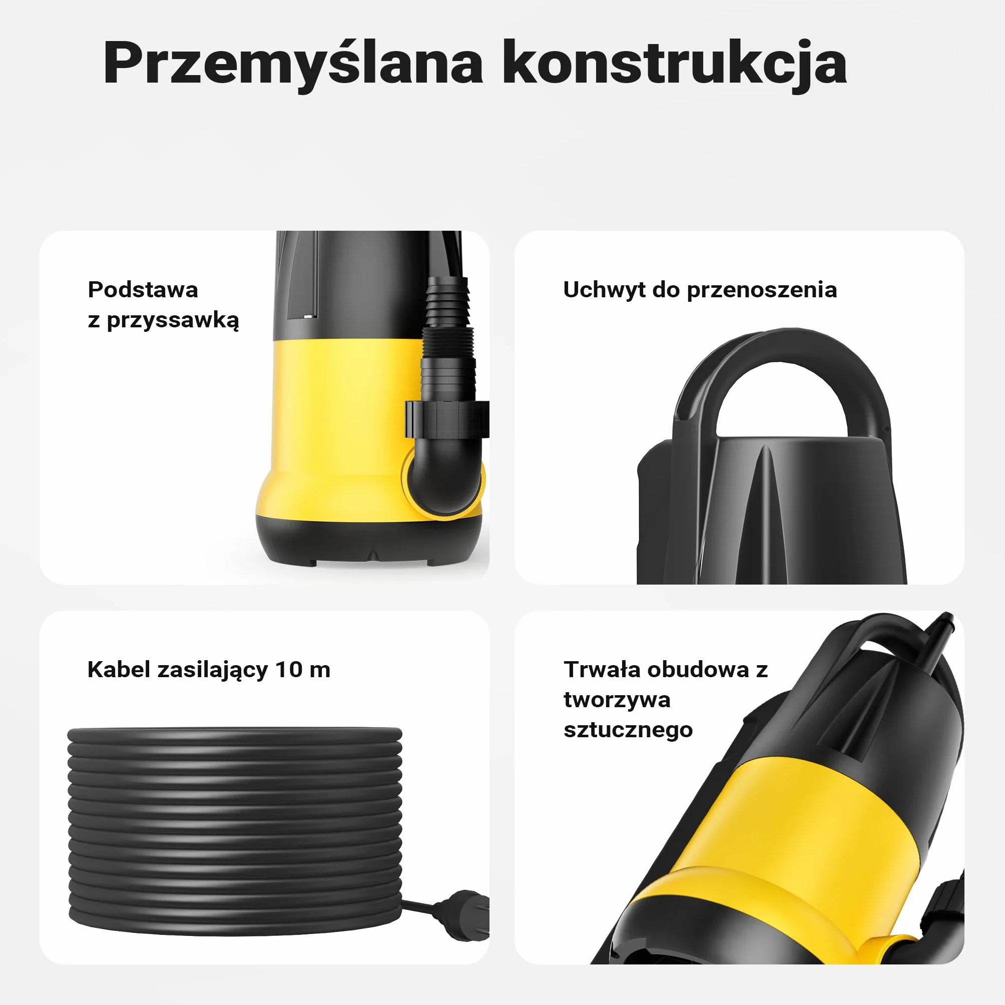Wiltec Pompa zanurzeniowa do wody brudnej z pływakiem 250 W, 6000 l/h