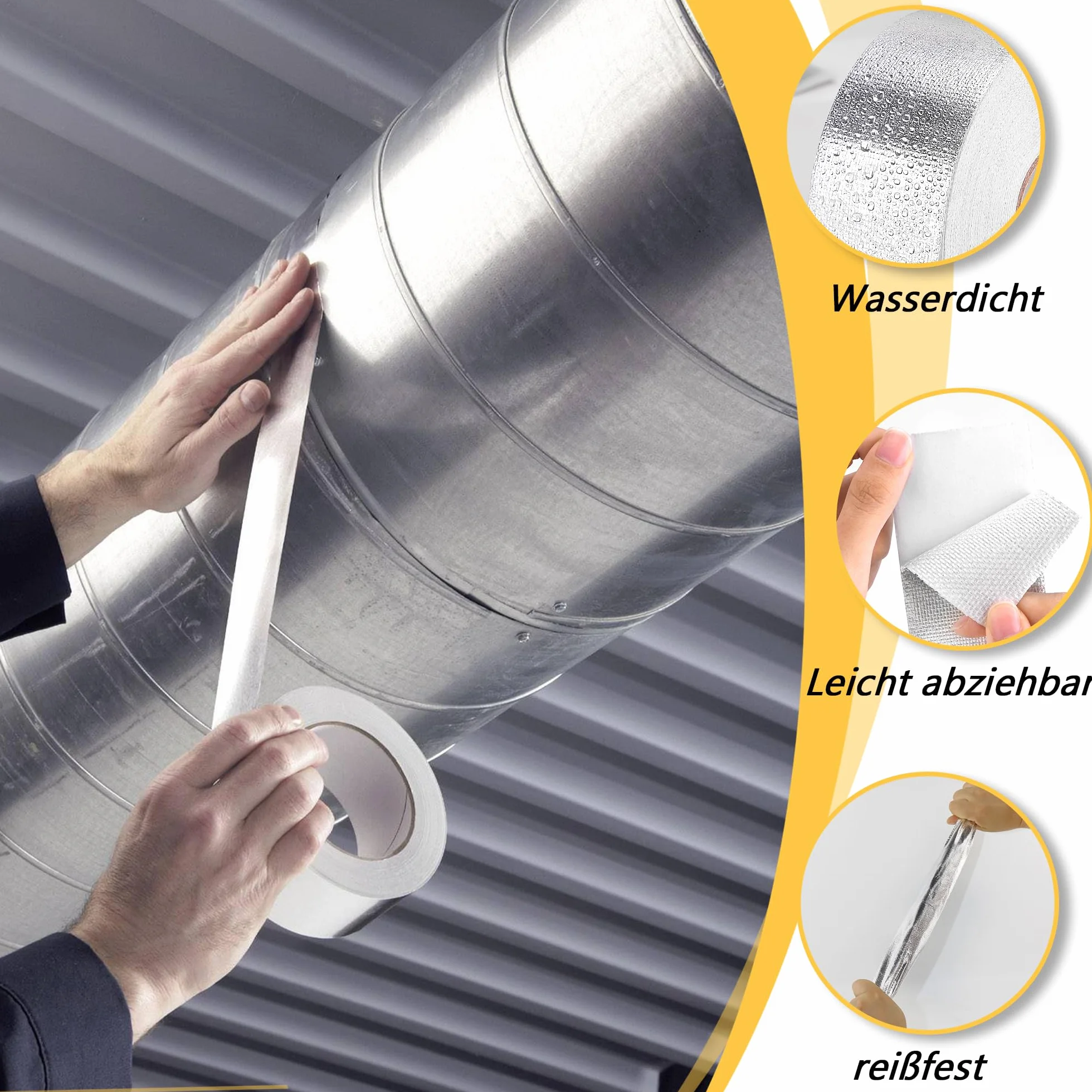 HONGTAISHENG Aluminiowa taśma klejąca 119 mm x 15 m wodoszczelna odporna na wysokie temperatury wzmocniona siatką szklaną