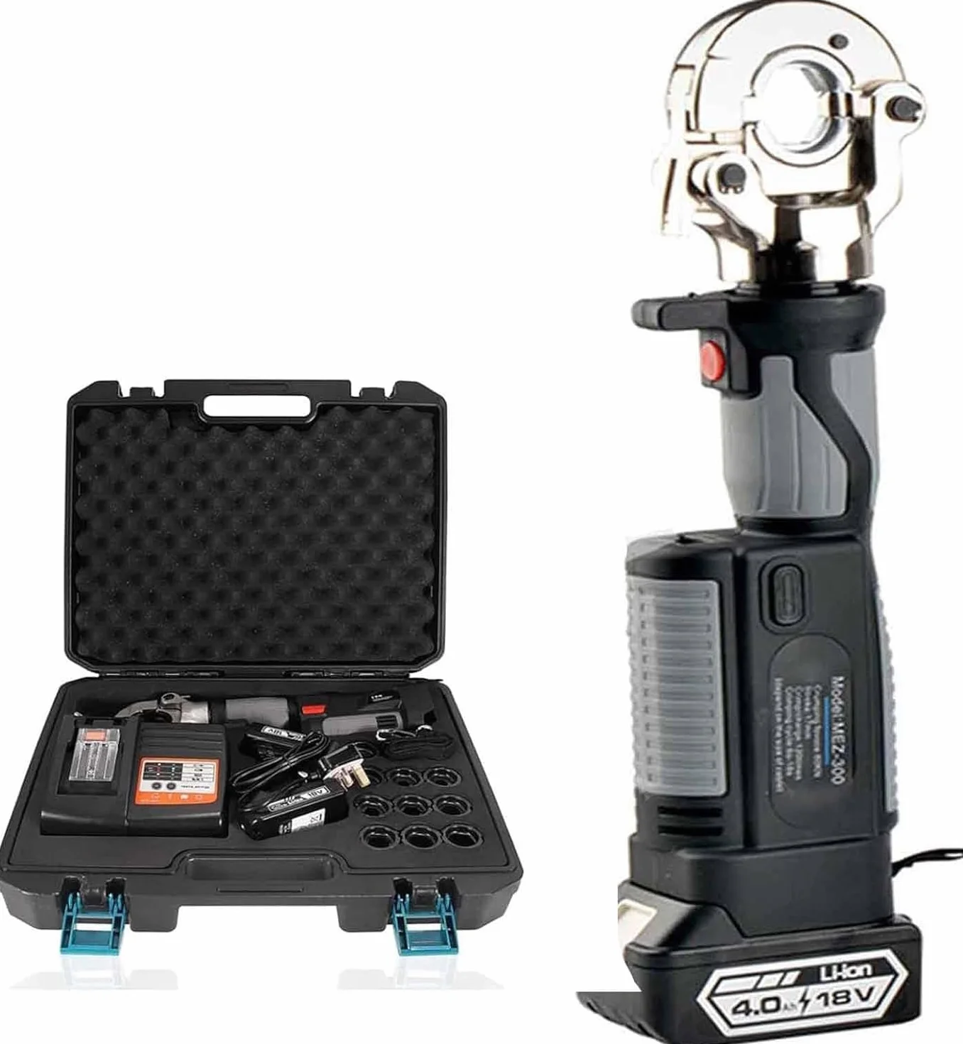 Akumulatorowe hydrauliczne narzędzie do zaciskania 10-300 mm², 12 par matryc, zaciskarka do kabli