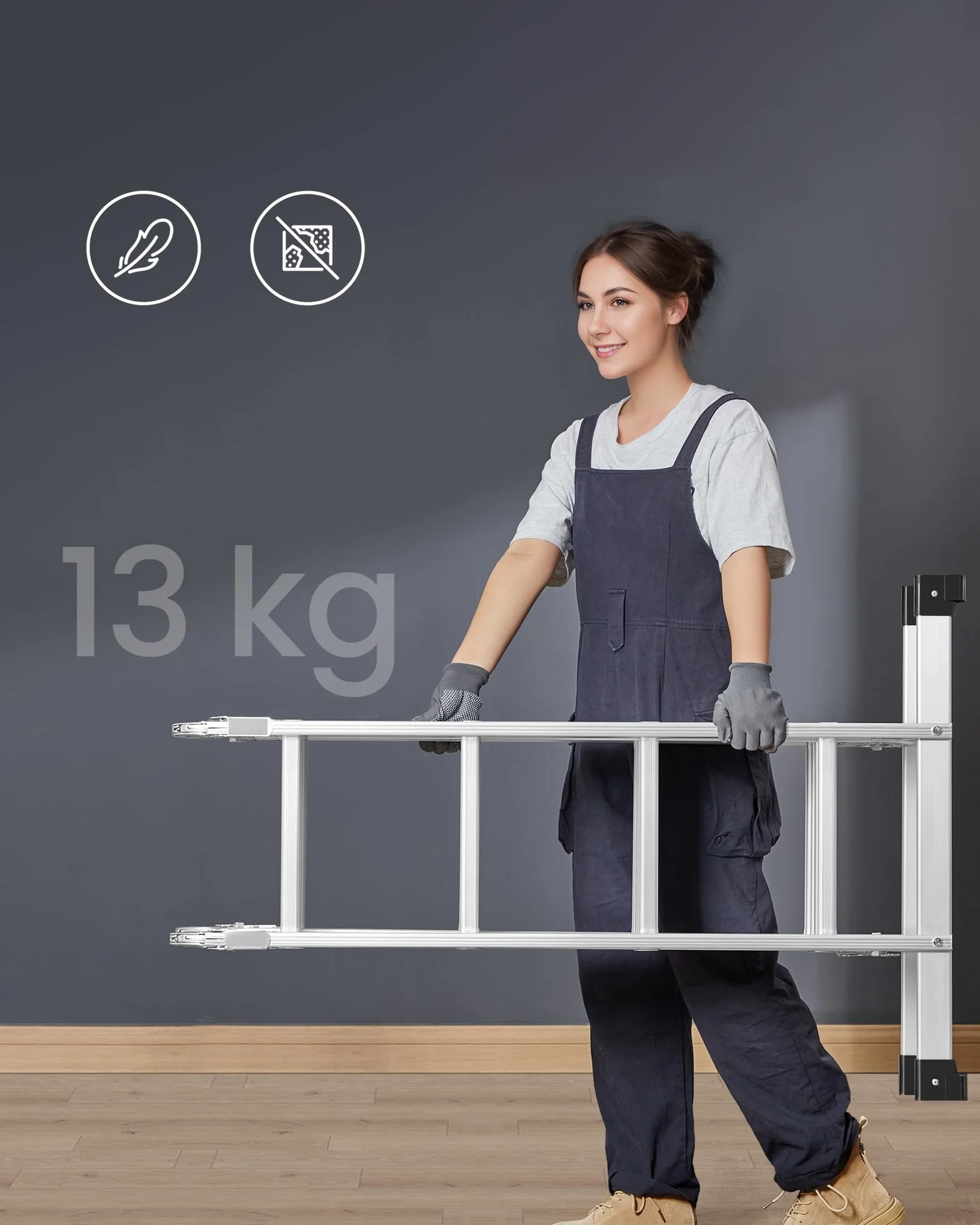 SONGMICS Drabina Wielofunkcyjna Aluminiowa 4x4 Stopnie 150 kg 430 cm GLT046E01