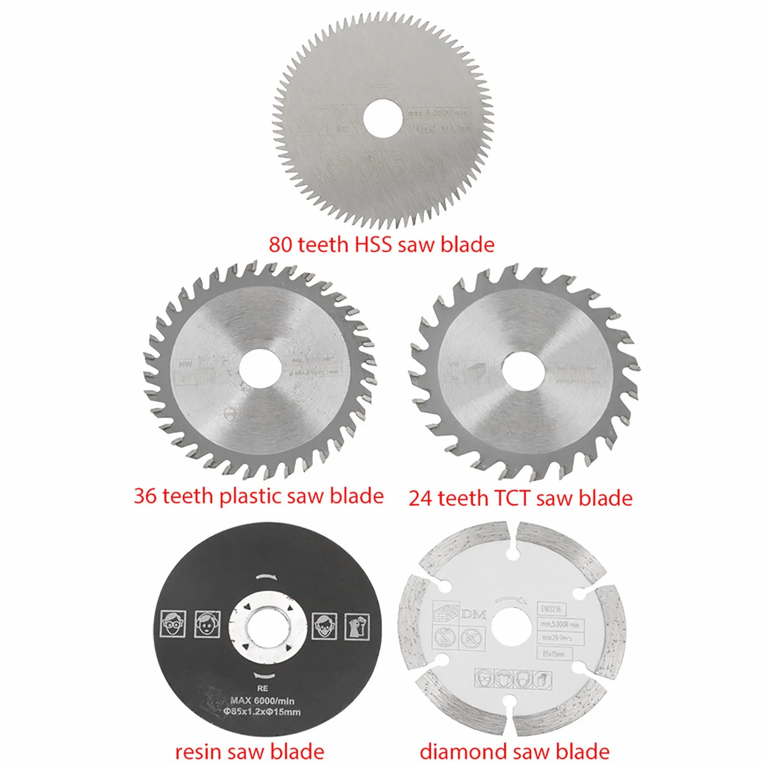 Generic 85mm średnica Wewnętrzna 15mm Brzeszczot z Węglika Tarczowego Szybka Tarcza Tnąca 5 Sztuk