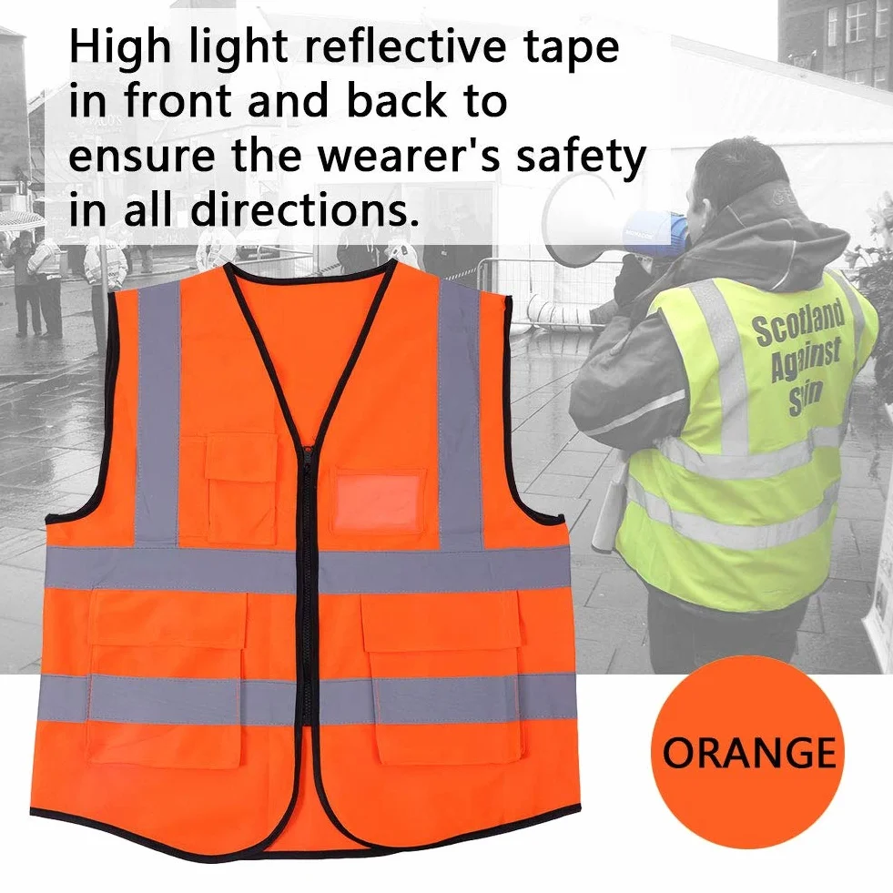 Multicolor Reflective Vest Sicherheitsweste 120G Gestrick Hochlichtreflektierendes Band Orange