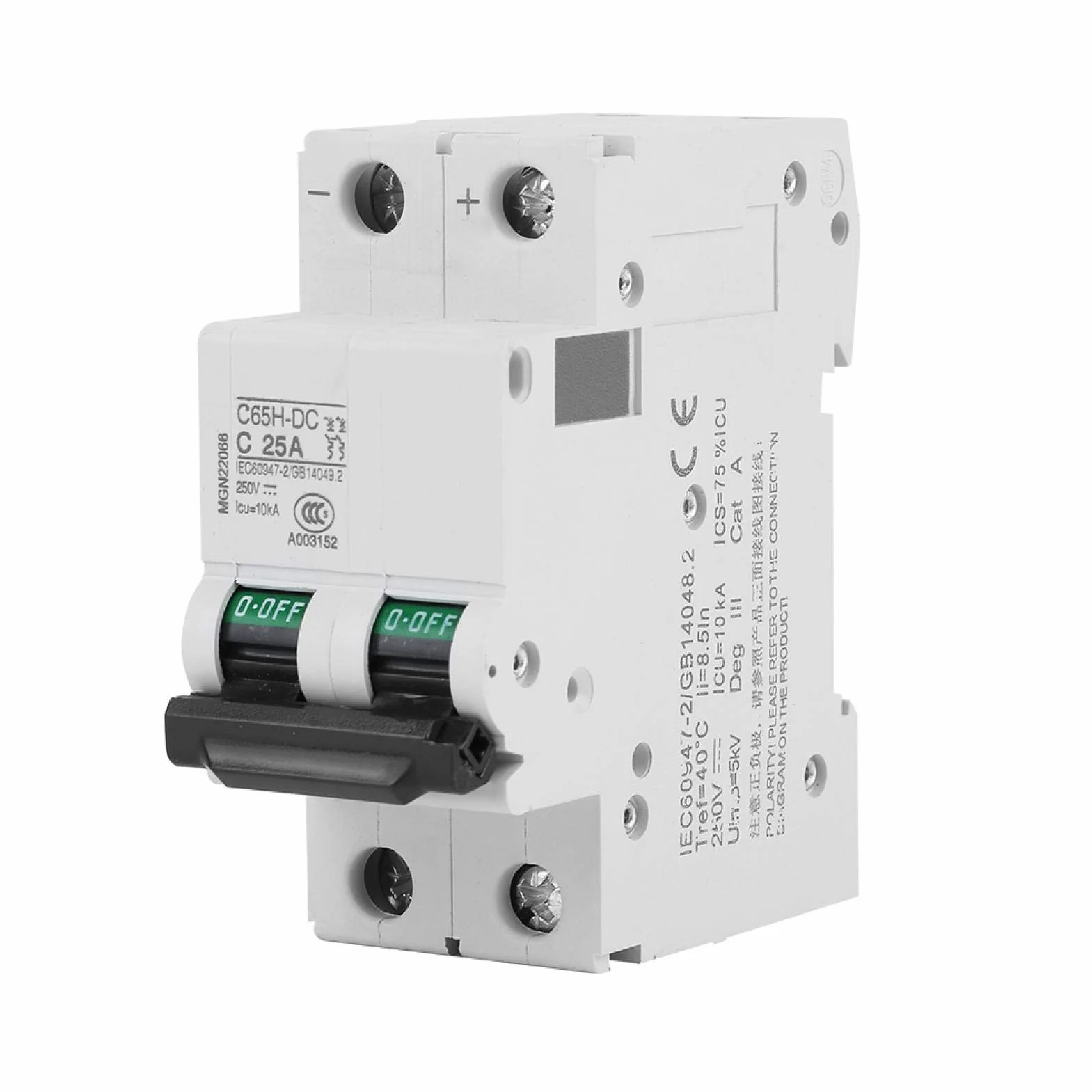 MCB miniaturowy przerywacz 2P 25A DC niskiego napięcia 250V wyłącznik próżniowy