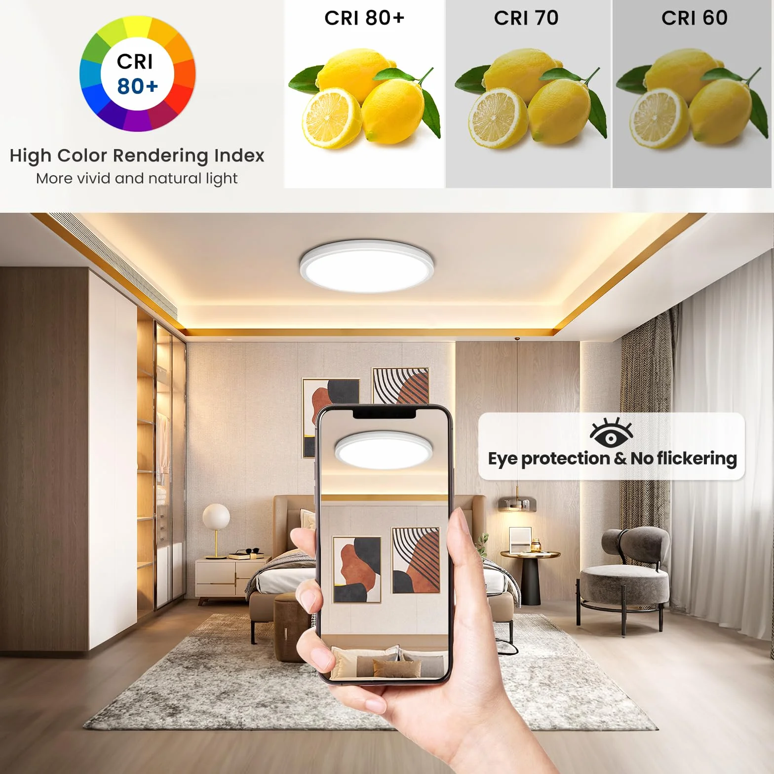 Lampa sufitowa LED ściemniana 24W 2800lm z pilotem 1800-6500K