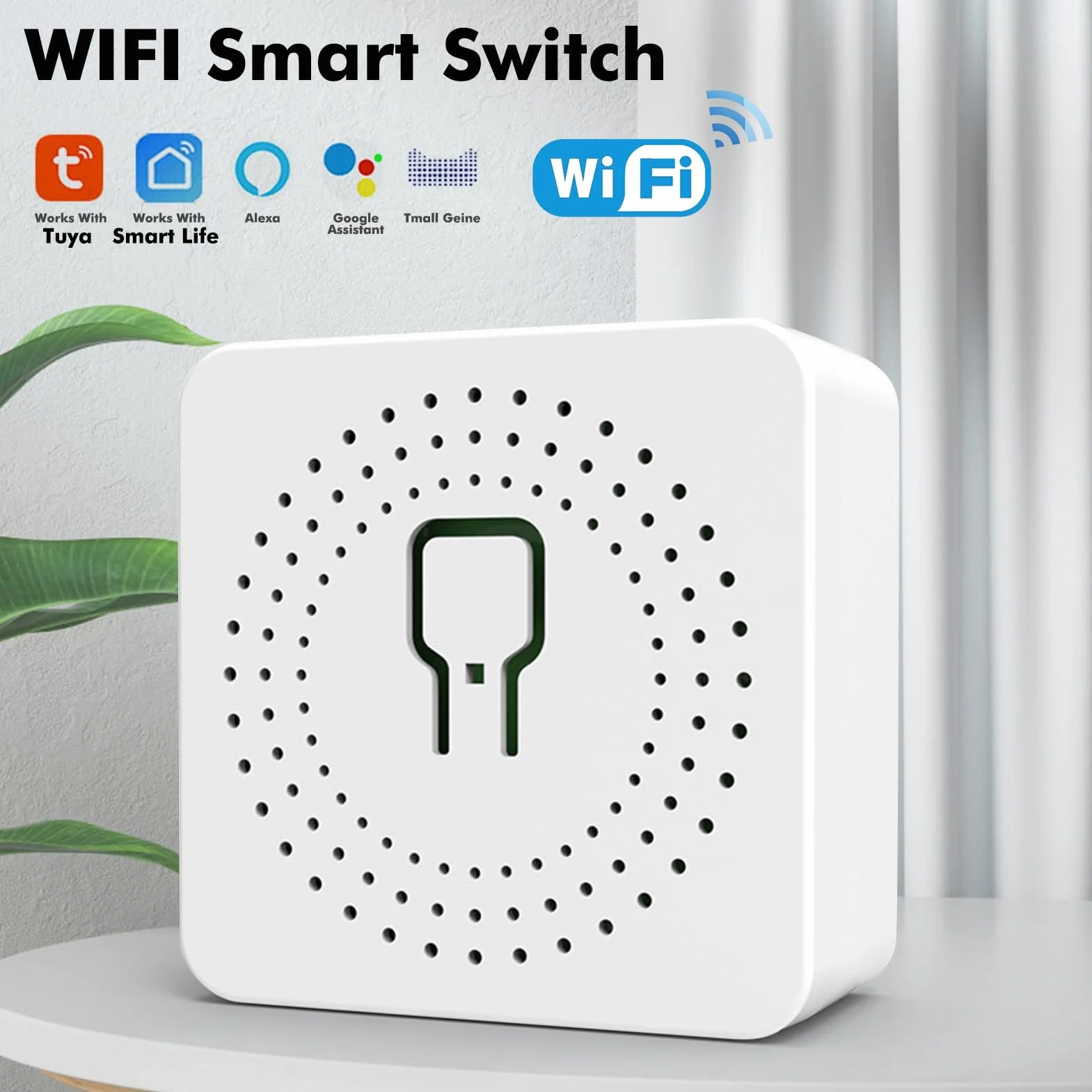 DEWIN Mini inteligentny przełącznik Wi-Fi, 10 A Tuya Smart Switch, włącznik światła, sterowanie głosem / timer, TUYA aplikacja zdalnego sterowania, Google Home, sterowanie głosem Alexa 240 V, WiFi 2,4