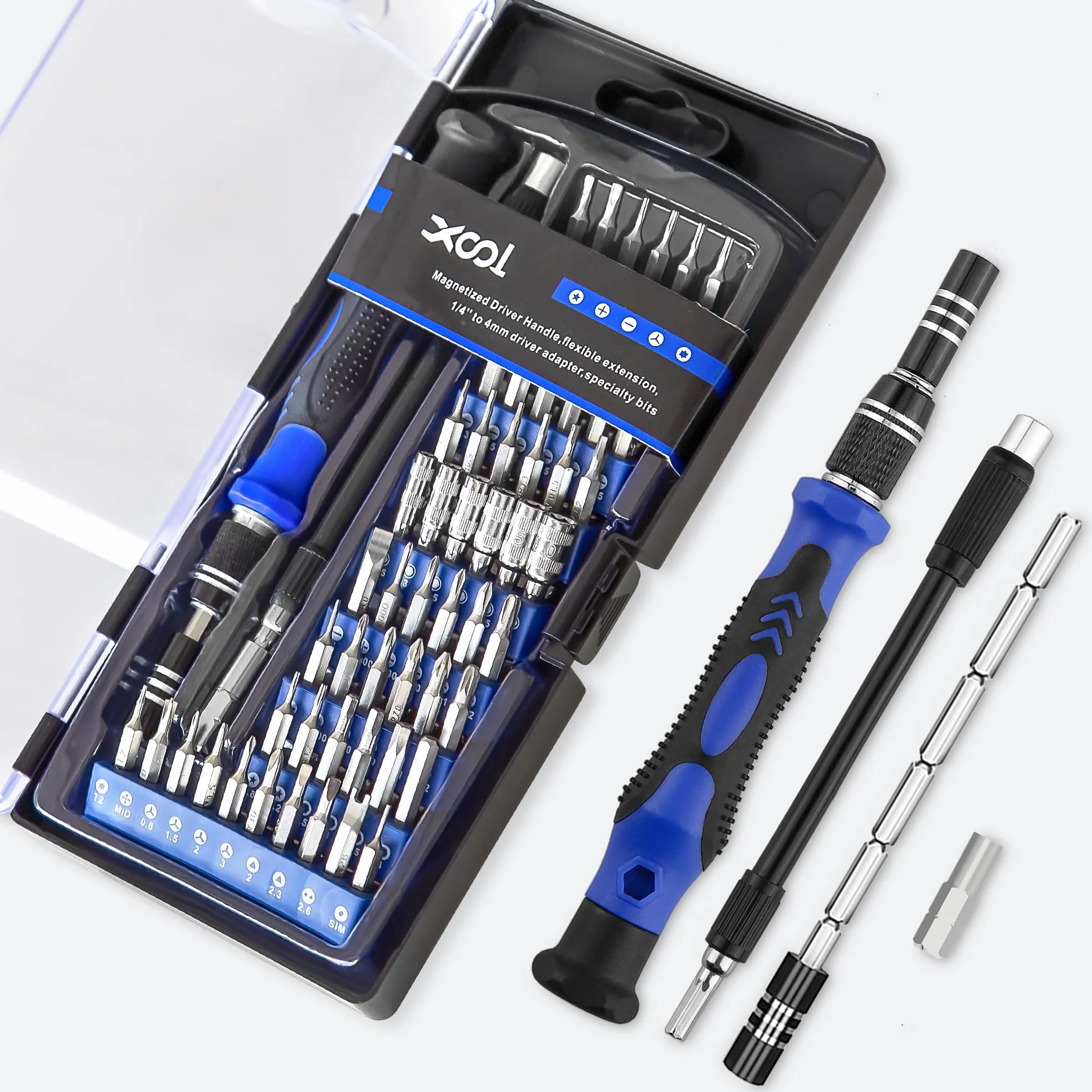 XOOL Zestaw Precyzyjnych Śrubokrętów 62 w 1 Magnetyczny Narzędzia do Naprawy iPhone iPad Laptopów PS4 PS5 Xbox Telefonów Macbook