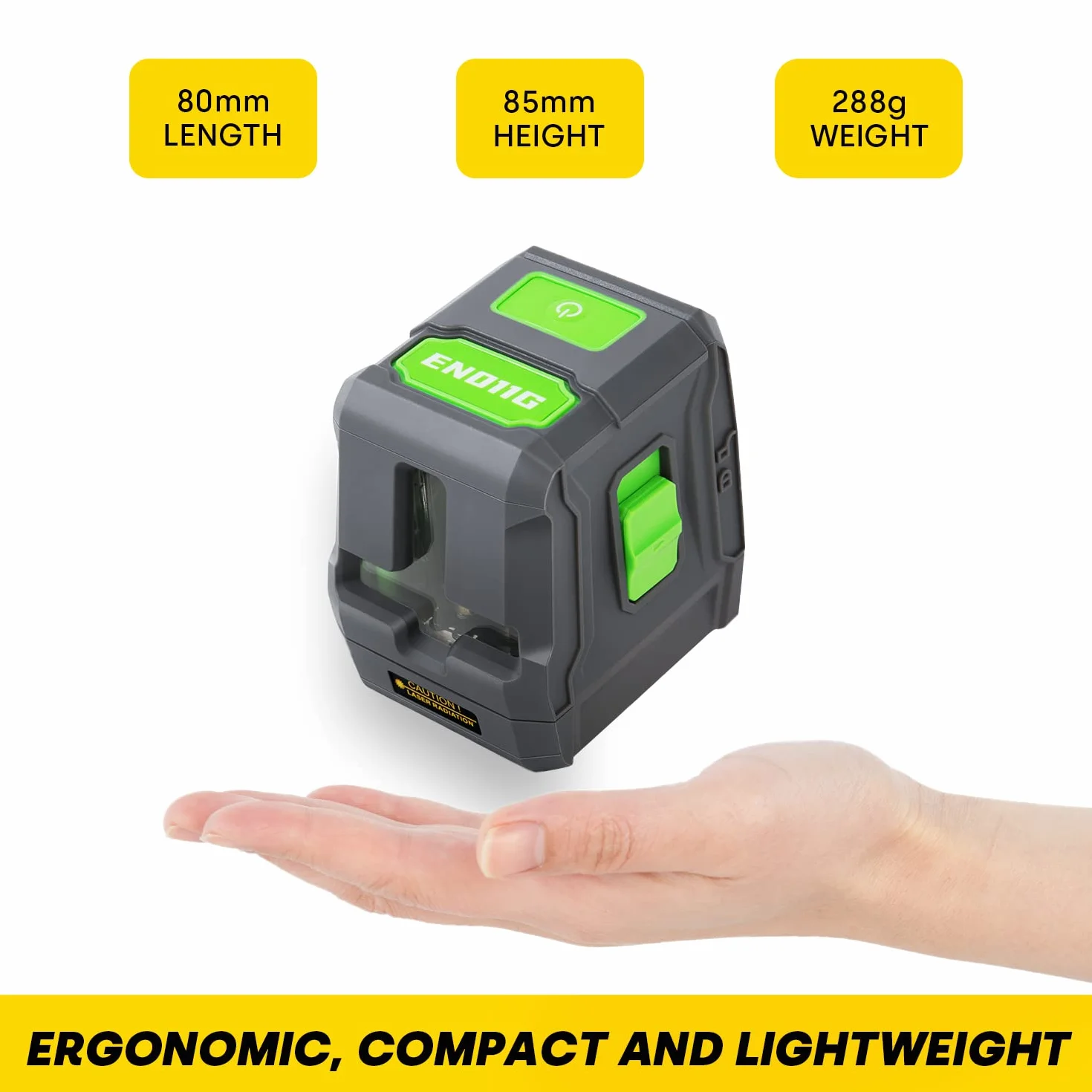 Laser krzyżowy zielony ENVENTOR samopoziomujący liniowy 25 m ± 0,3 mm/m IP54 z mocowaniem magnetycznym 360°