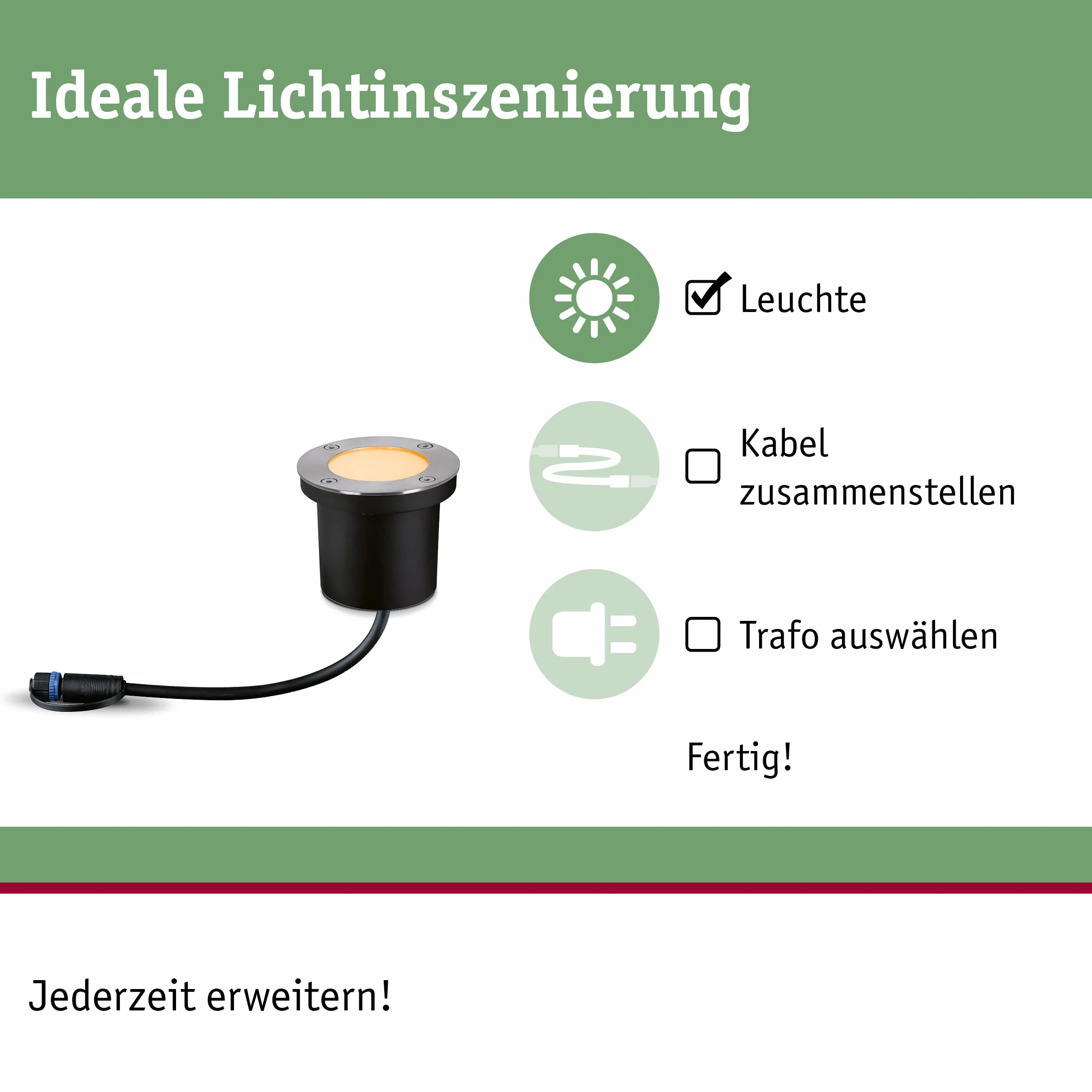 Paulmann 94716 Plug & Shine oprawa zewnętrzna LED oprawa dogruntowa Floor przyjazna owadom IP67 2200K 4,5W Antracyt okrągła złote światło metal