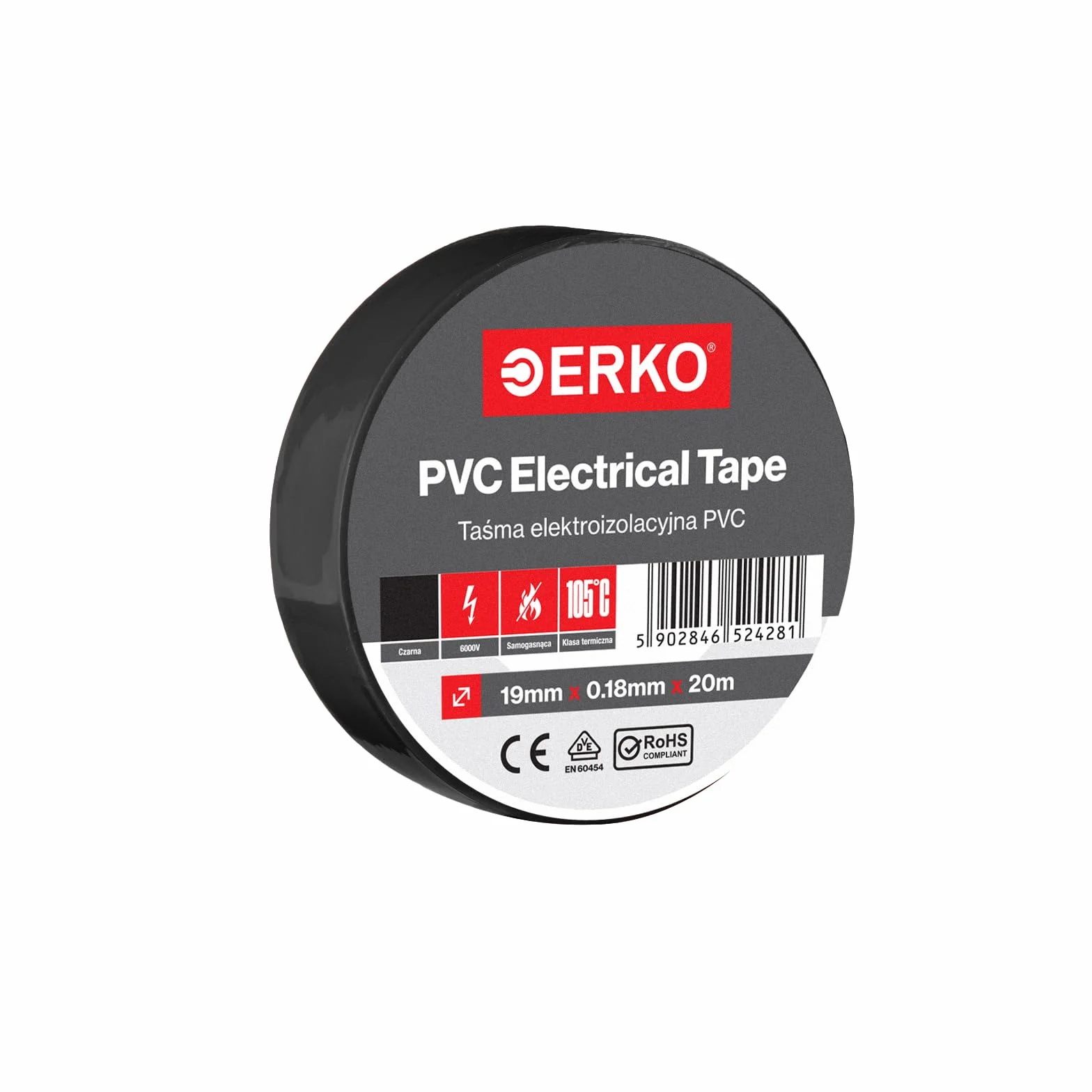 ERKO Zestaw taśm izolacyjnych PCW 19 mm x 20 m czarna