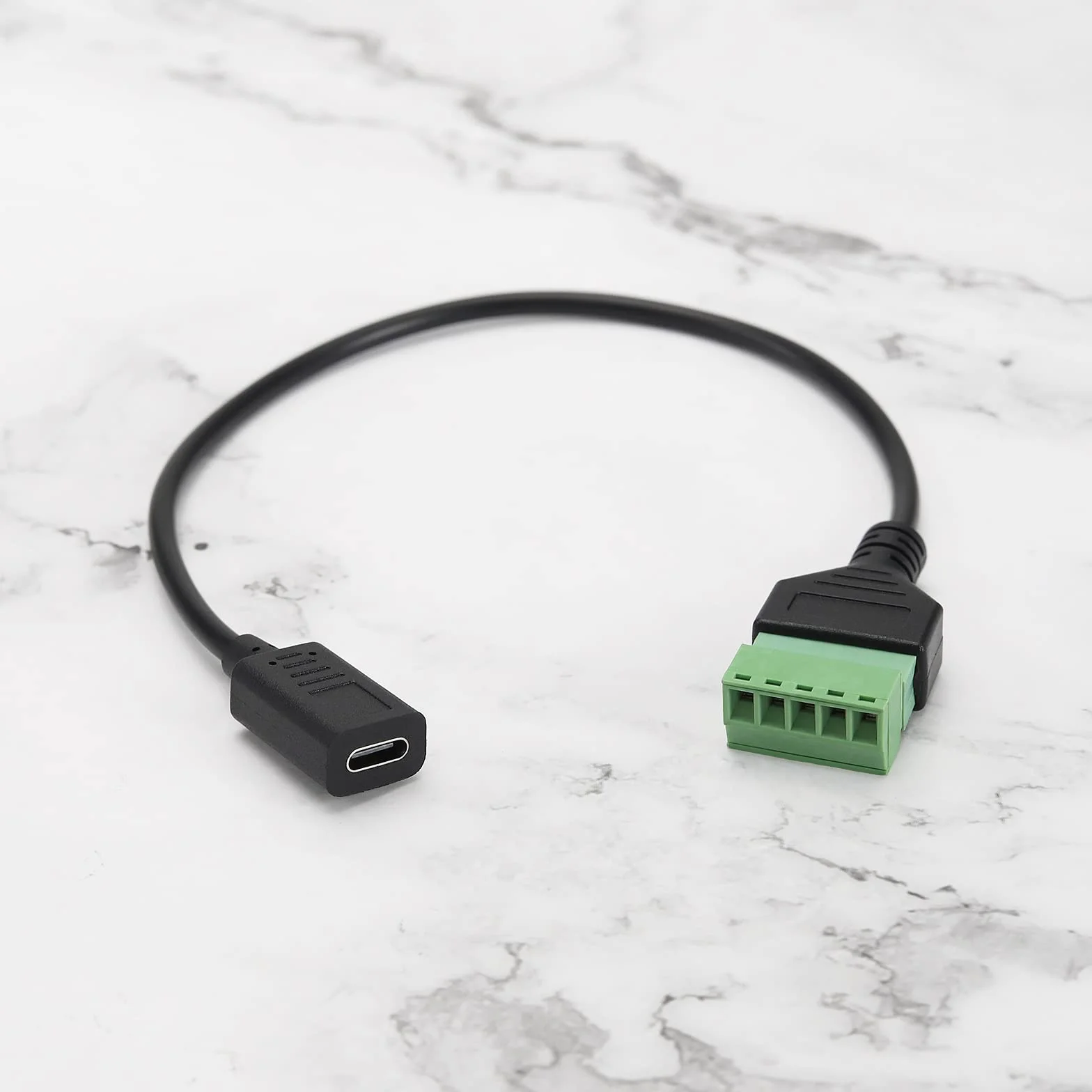 2 szt. Złącze zaciskowe USB C bezszwowe, wtykowe typu C, męskie/żeńskie, 5-pinowe listwy zaciskowe śrubowe, adapter do ładowania i przedłużanie transmisji danych