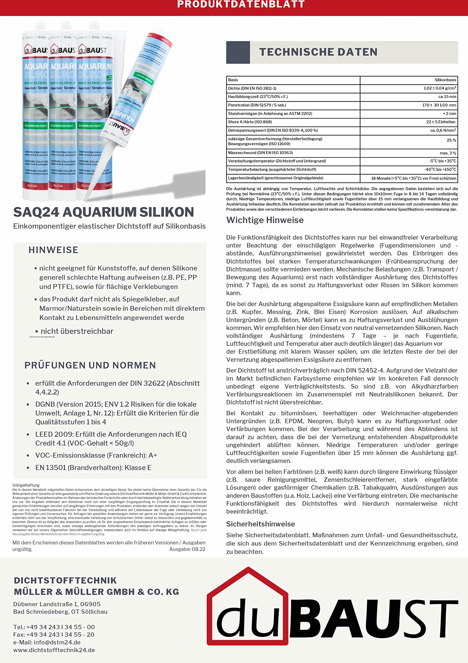 SAQ24 Silikonowy wkład 310 ml do akwarium słodkiej i morskiej klej przezroczysty