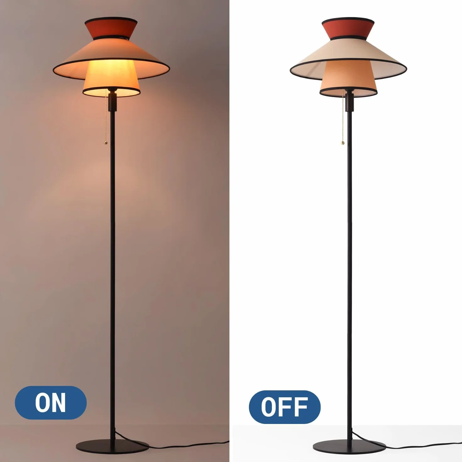 BARCELONA LED Lampa Podłogowa XXL CORA z Abażurem z Tkaniny Nowoczesna Retro-Industrialna