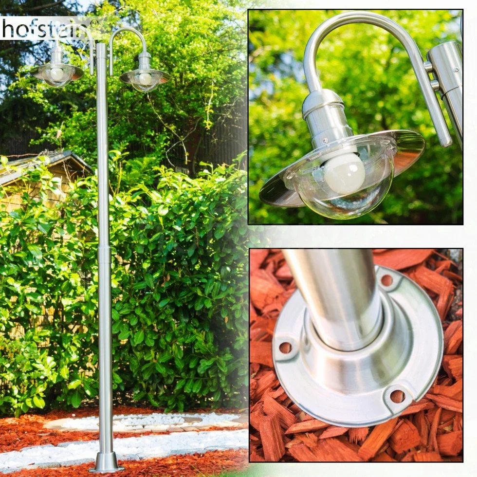 Lampa zewnętrzna Elima kandelabr stal nierdzewna 2-ramienna 200cm E27 IP44