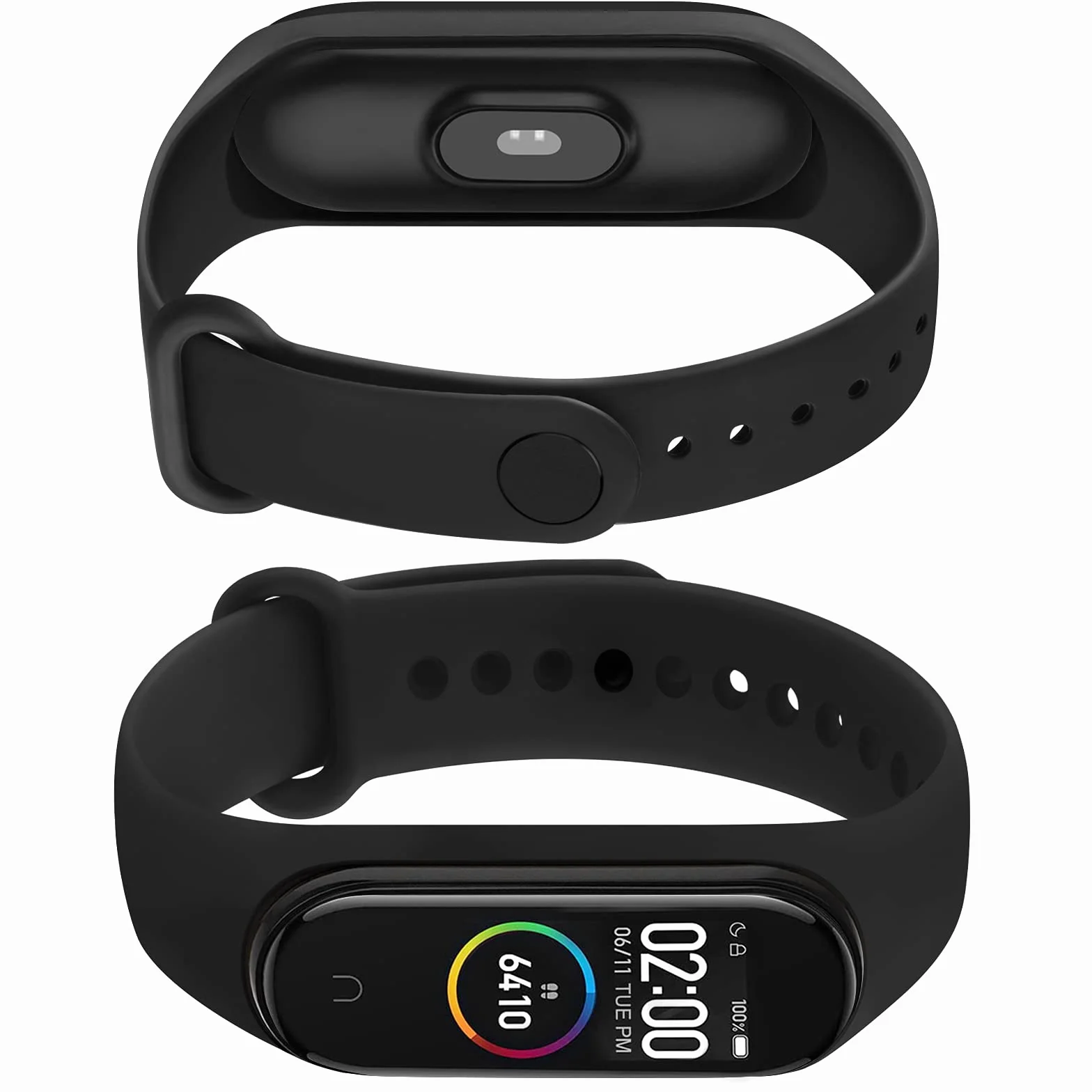 Bransoletka kompatybilna z Xiaomi Mi Band 4 / Xiaomi Mi Band 3, zapasowy pasek silikonowy, wodoszczelny, do Xiaomi Mi Band 4 / Mi Band 3 (czarny/czarny)