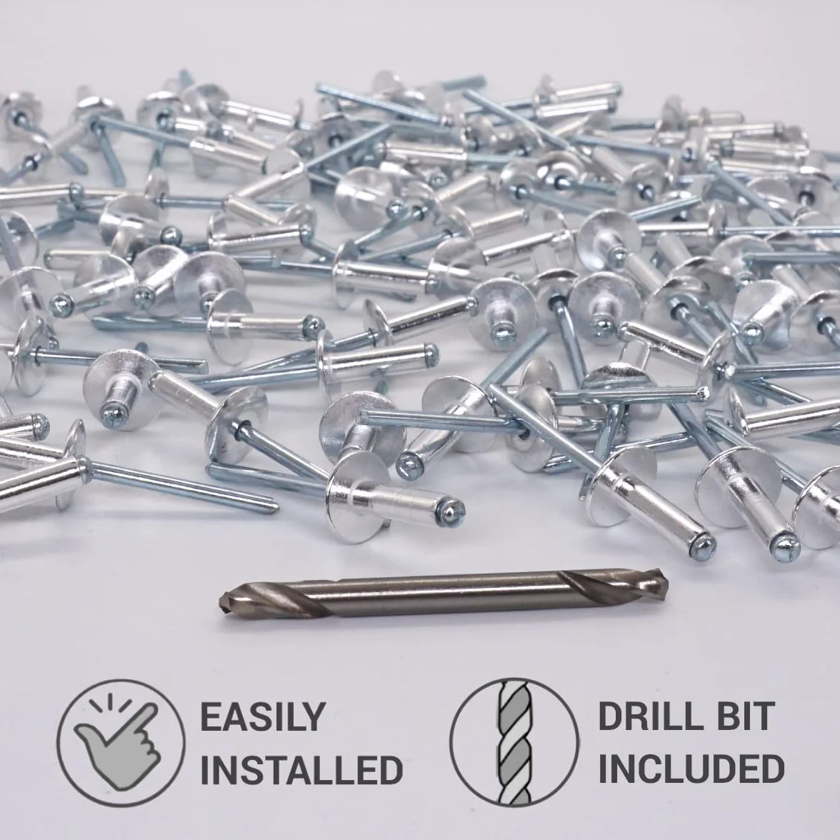 Nity do żaluzji aluminiowe 5,0 x 16 mm SKIR'CO 150 szt. z trzpieniem stalowym i wiertłem