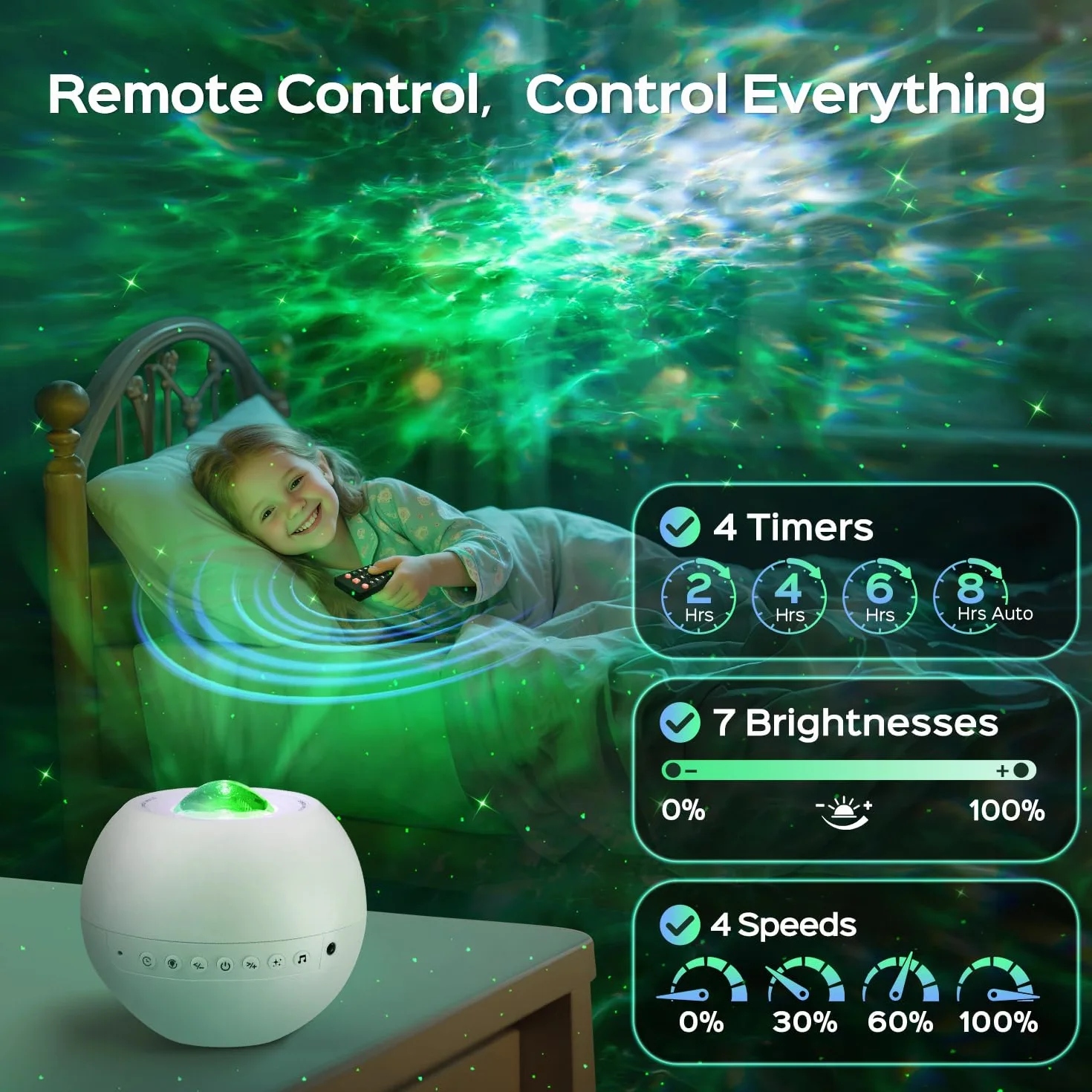 One Fire Projektor gwiaździstego nieba 15 kolorów 15 muzyka Bluetooth pilot zdalnego sterowania lampka nocna dla dzieci