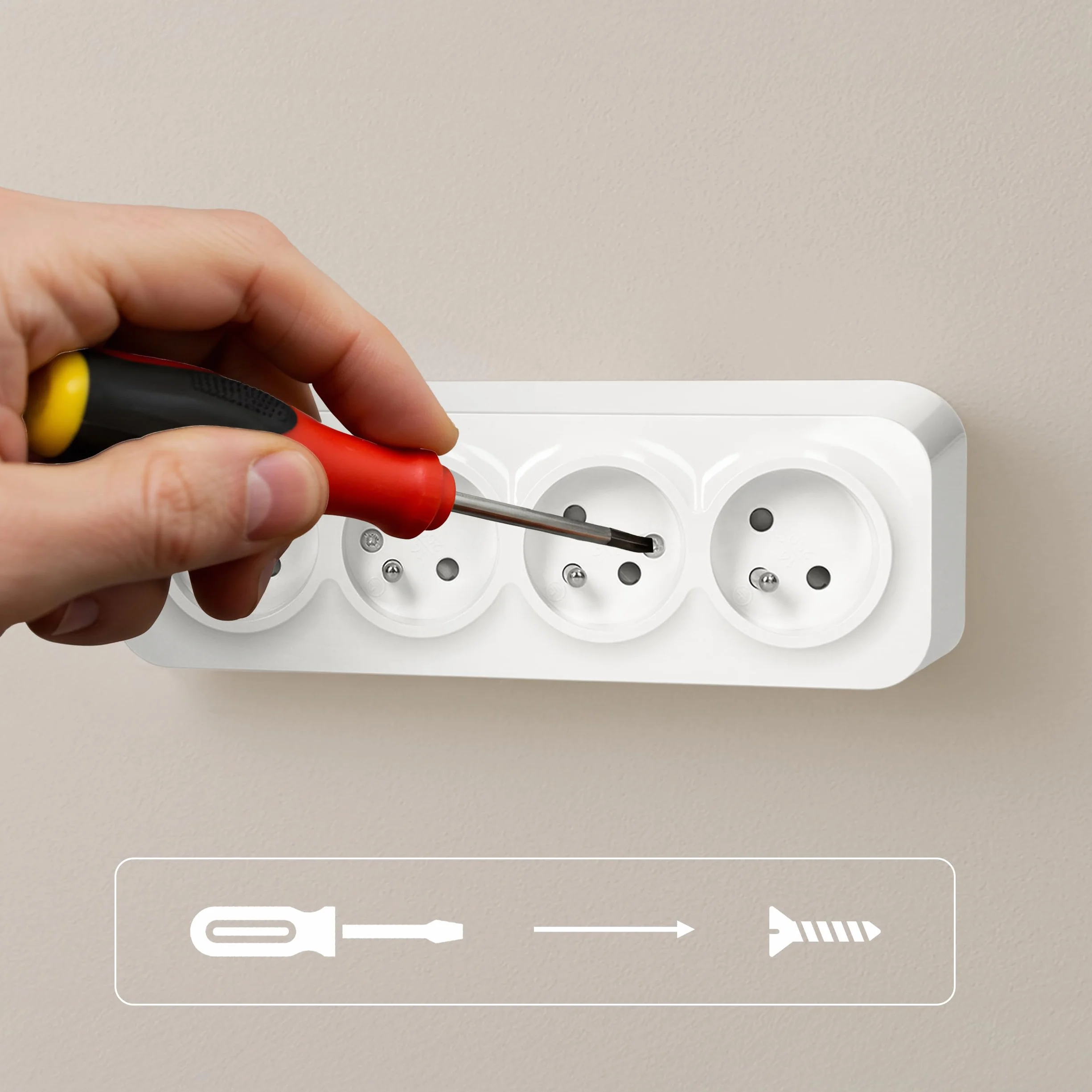 Gniazdo Elektryczne Natynkowe Poczwórne 2P+Z 16A 230VAC IP20 Białe